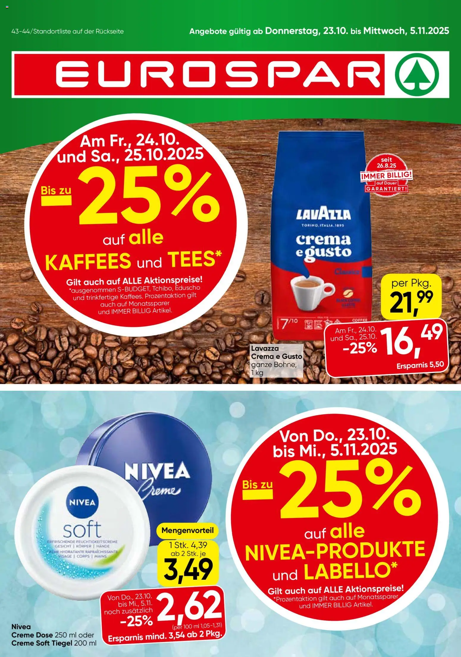 Eurospar Flugblatt - Seite 1- gültig ab 23.10.2025