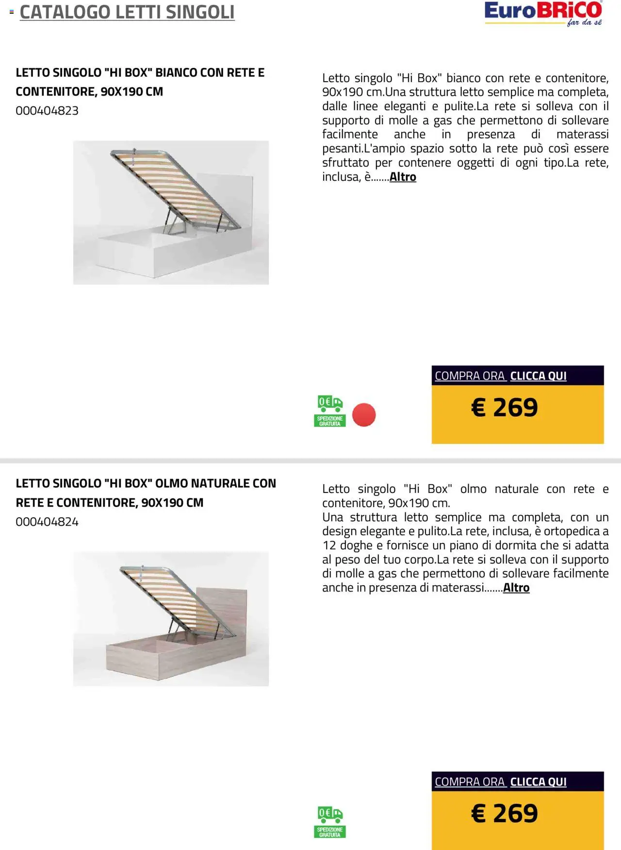 Eurobrico Letti Singoli catalogo - pagina 12 - valido dal 23/07/2025
