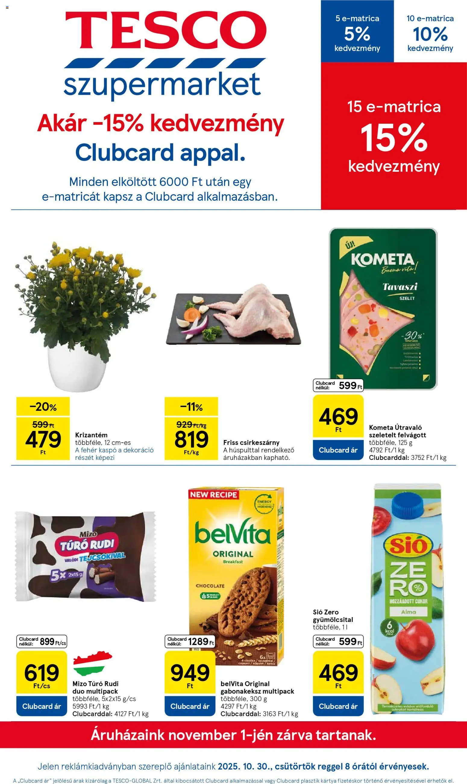 Tesco Szupermarket - Akciós újság  - 1oldal - érvényes 2025.10.30.-tól