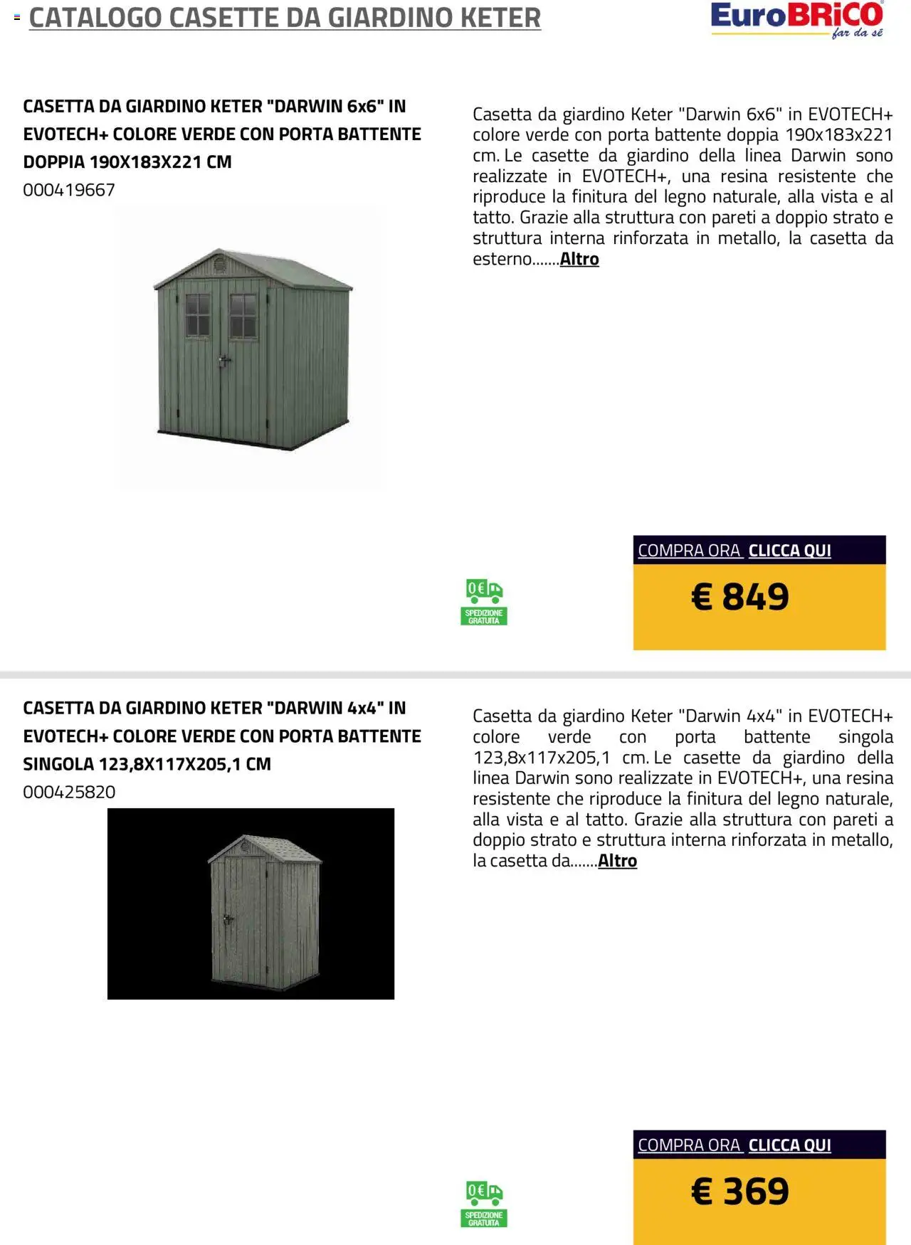 Eurobrico Casette da Giardino Keter catalogo - pagina 16 - valido dal 23/07/2025