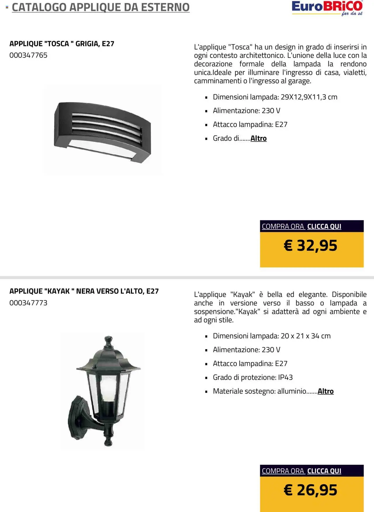 Eurobrico Applique da Esterno catalogo - pagina 8 - valido dal 23/07/2025