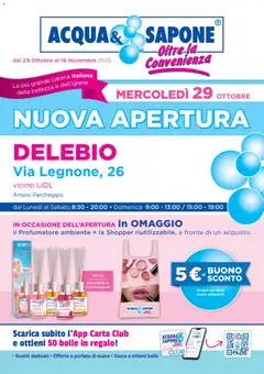 Anteprima Acqua e Sapone Nuova Apertura - Delebio catalogo valida dal 29/10/2025