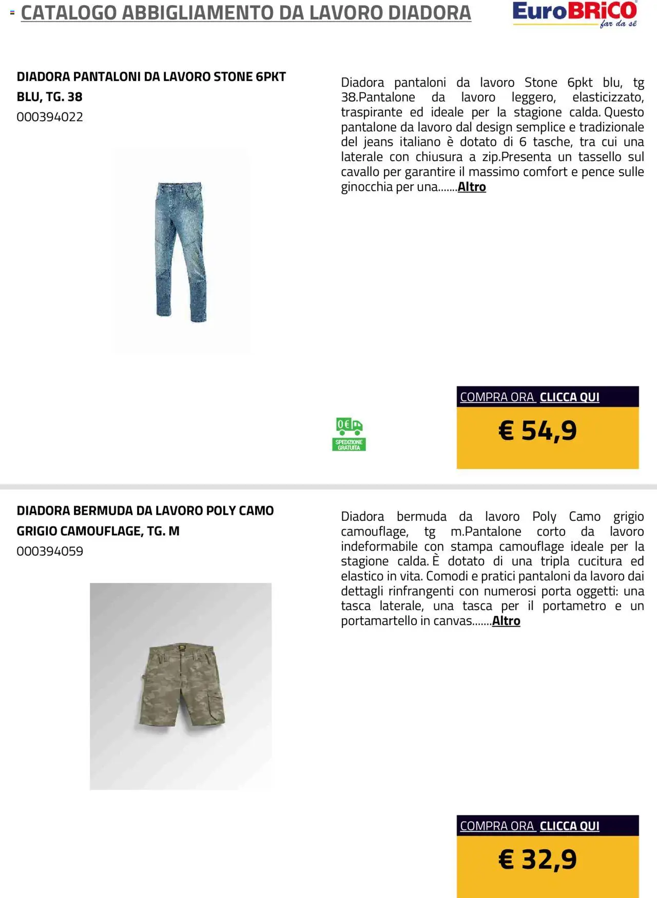 Eurobrico Abbigliamento da Lavoro Diadora catalogo - pagina 25 - valido dal 23/07/2025