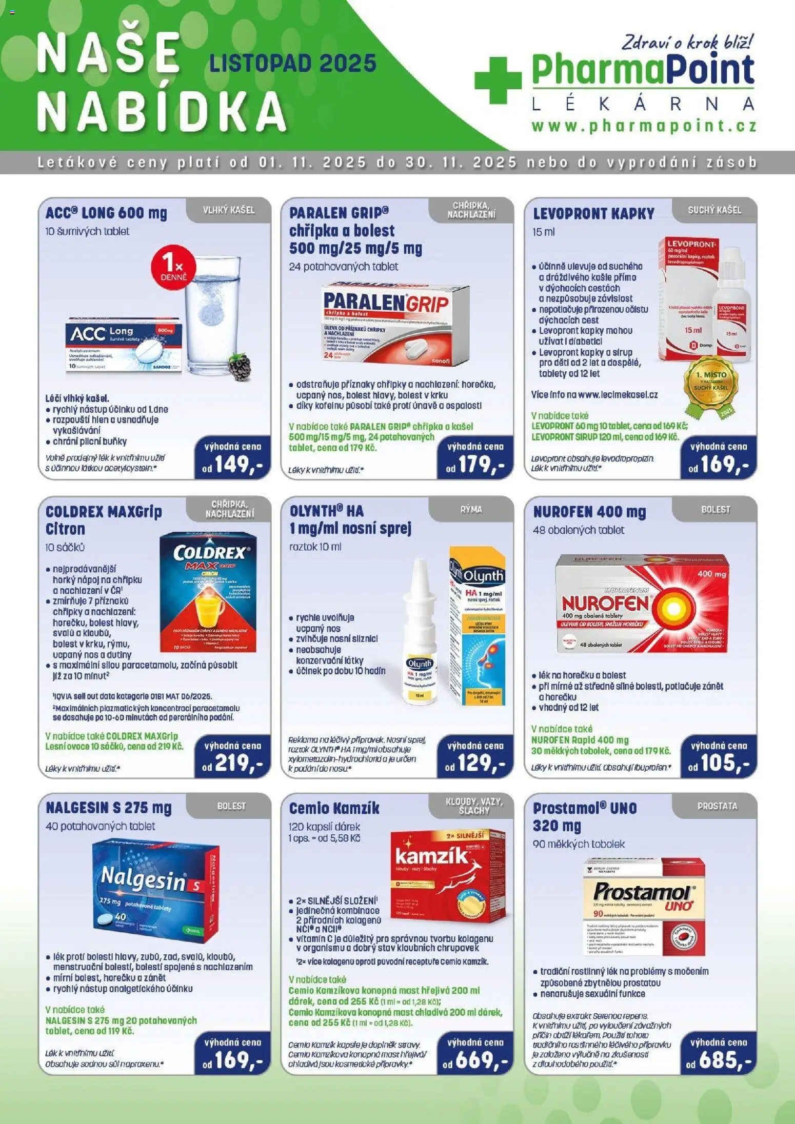 Pharmapoint leták - strana 1- platný od 01.11.2025