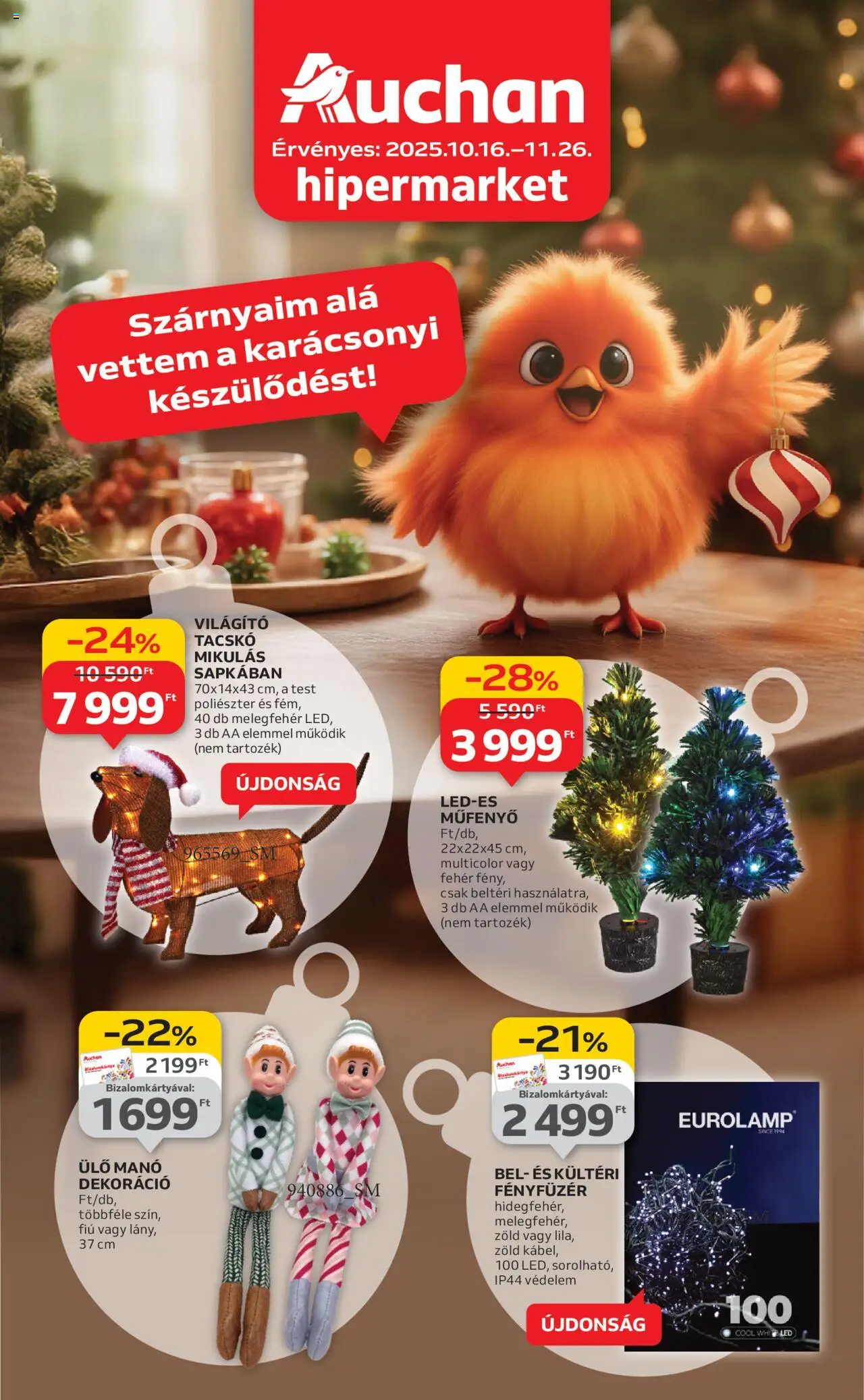 Auchan - Hipermarket karácsonyi dekoráció ajánlataink - 1oldal - érvényes 2025.10.16.-tól