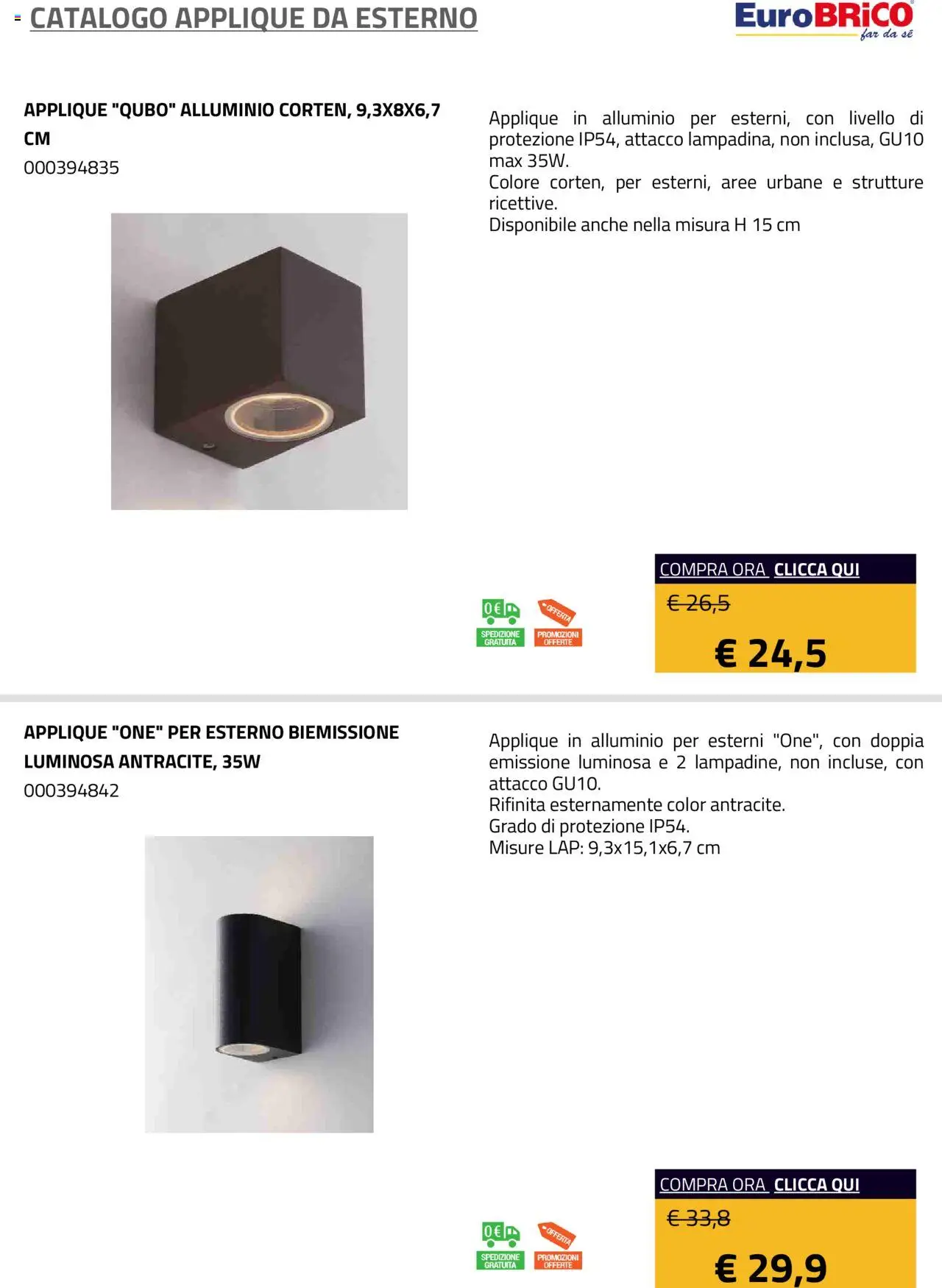 Eurobrico Applique da Esterno catalogo - pagina 21 - valido dal 23/07/2025