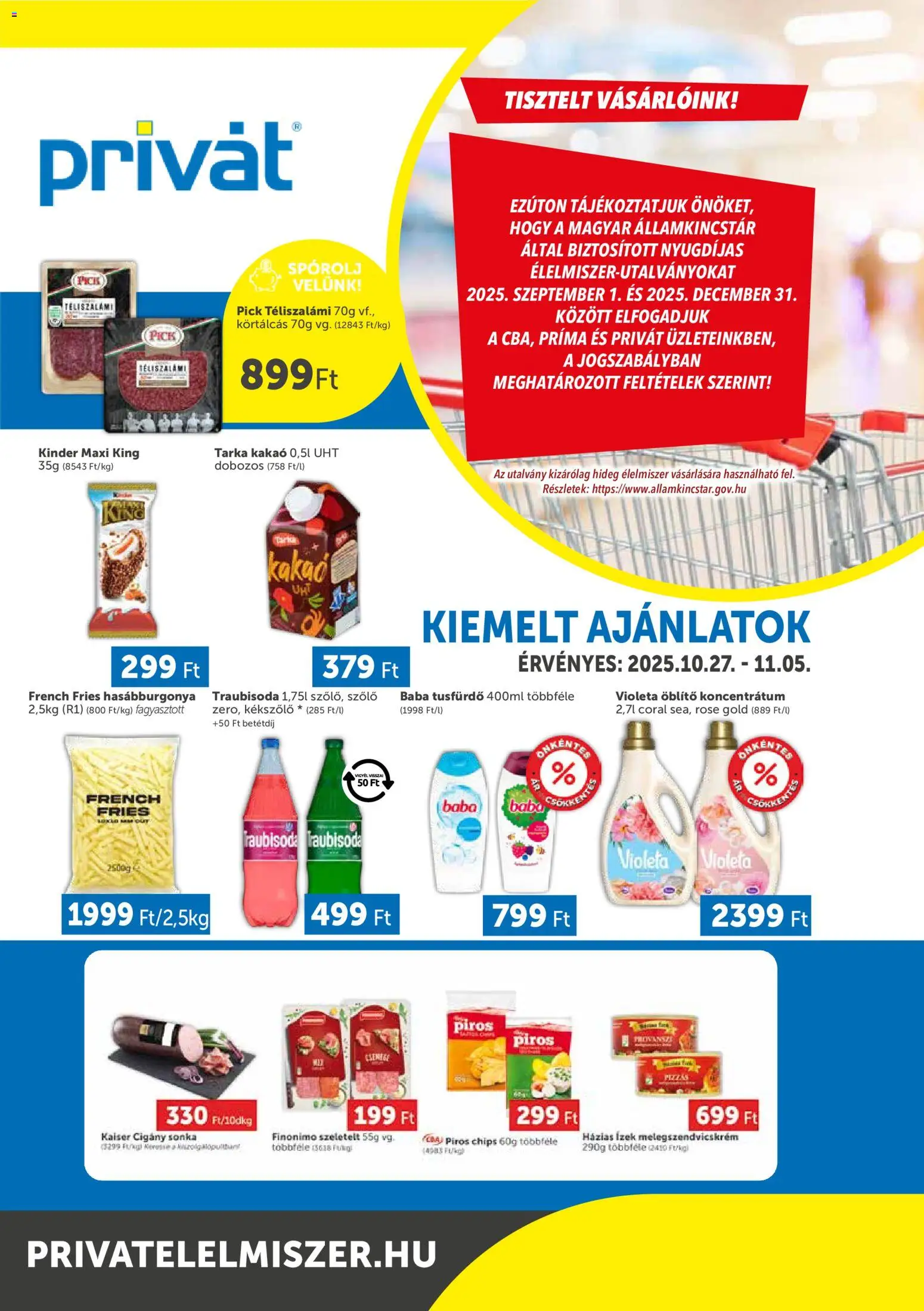 PRIVÁT Déli vármegyék - 1oldal - érvényes 2025.10.27.-tól