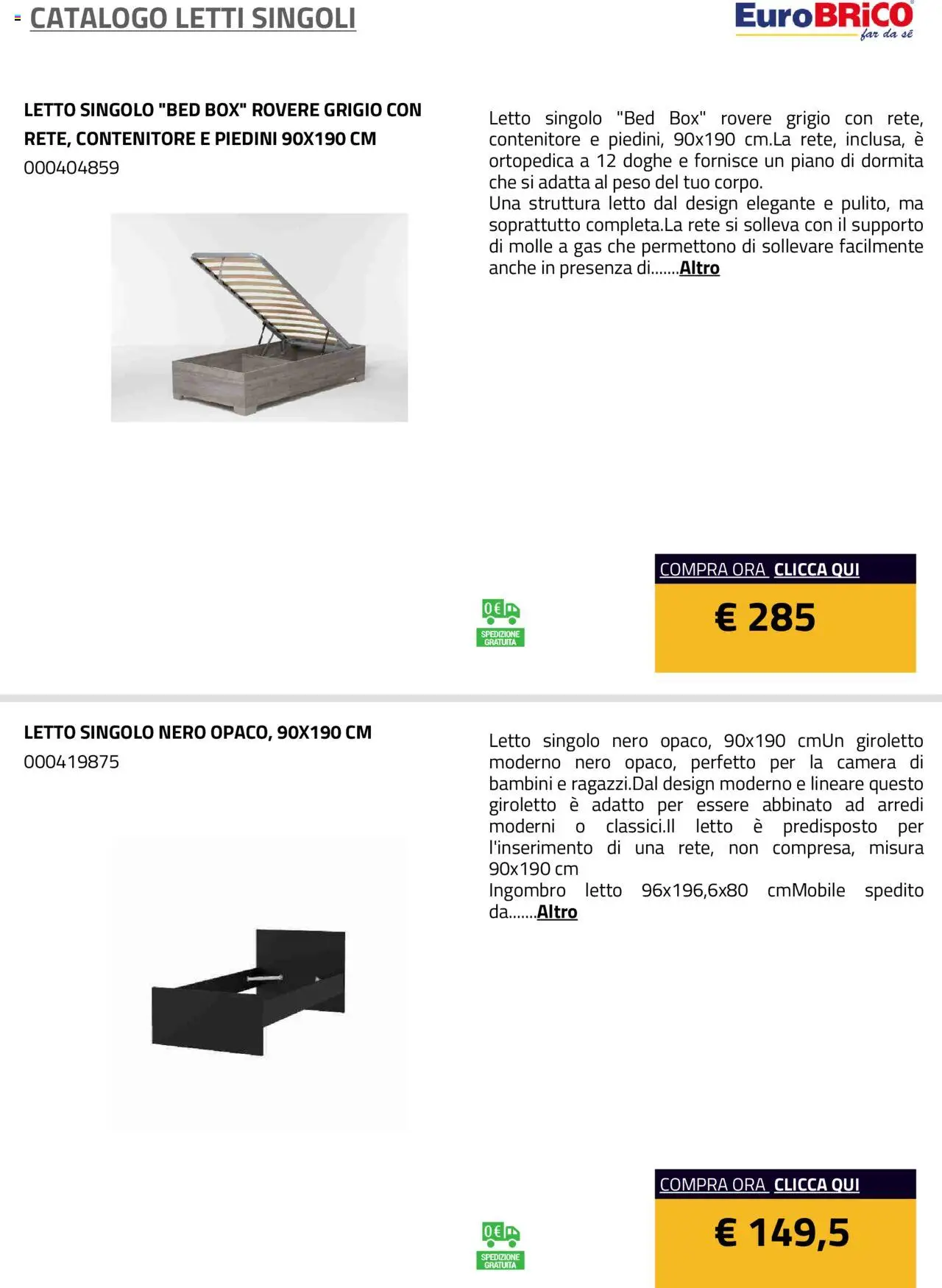 Eurobrico Letti Singoli catalogo - pagina 22 - valido dal 23/07/2025