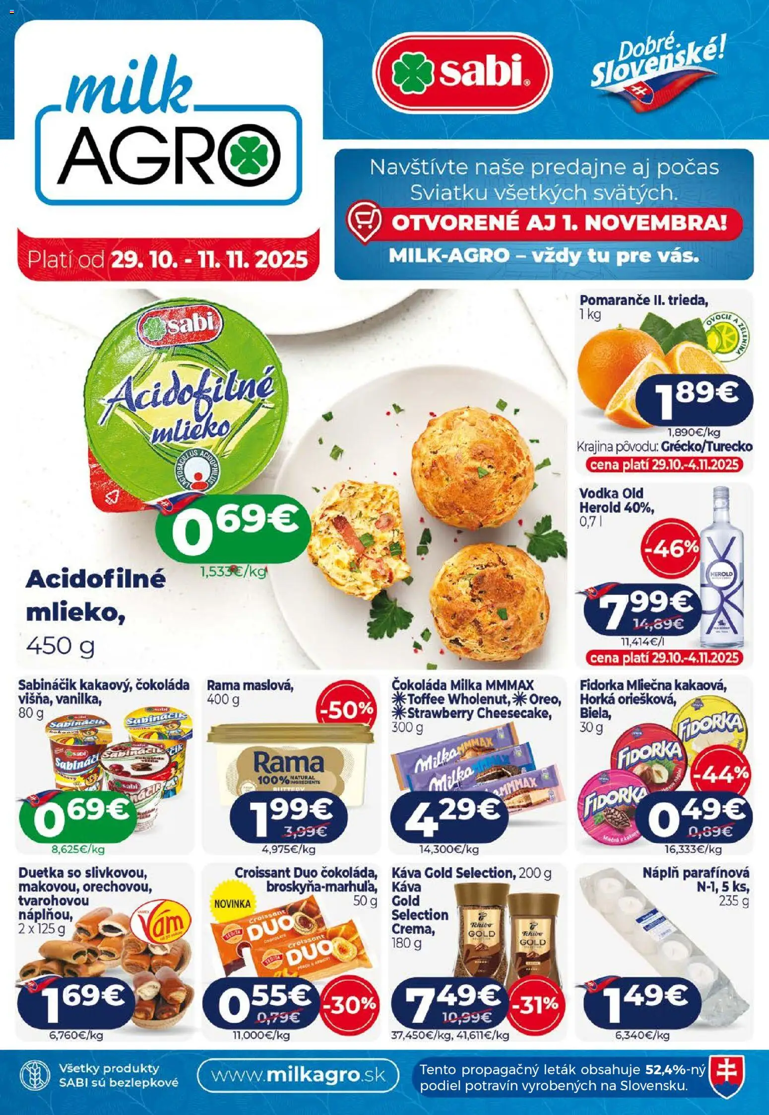 Milk Agro leták - strana 1- platný od 29.10.2025