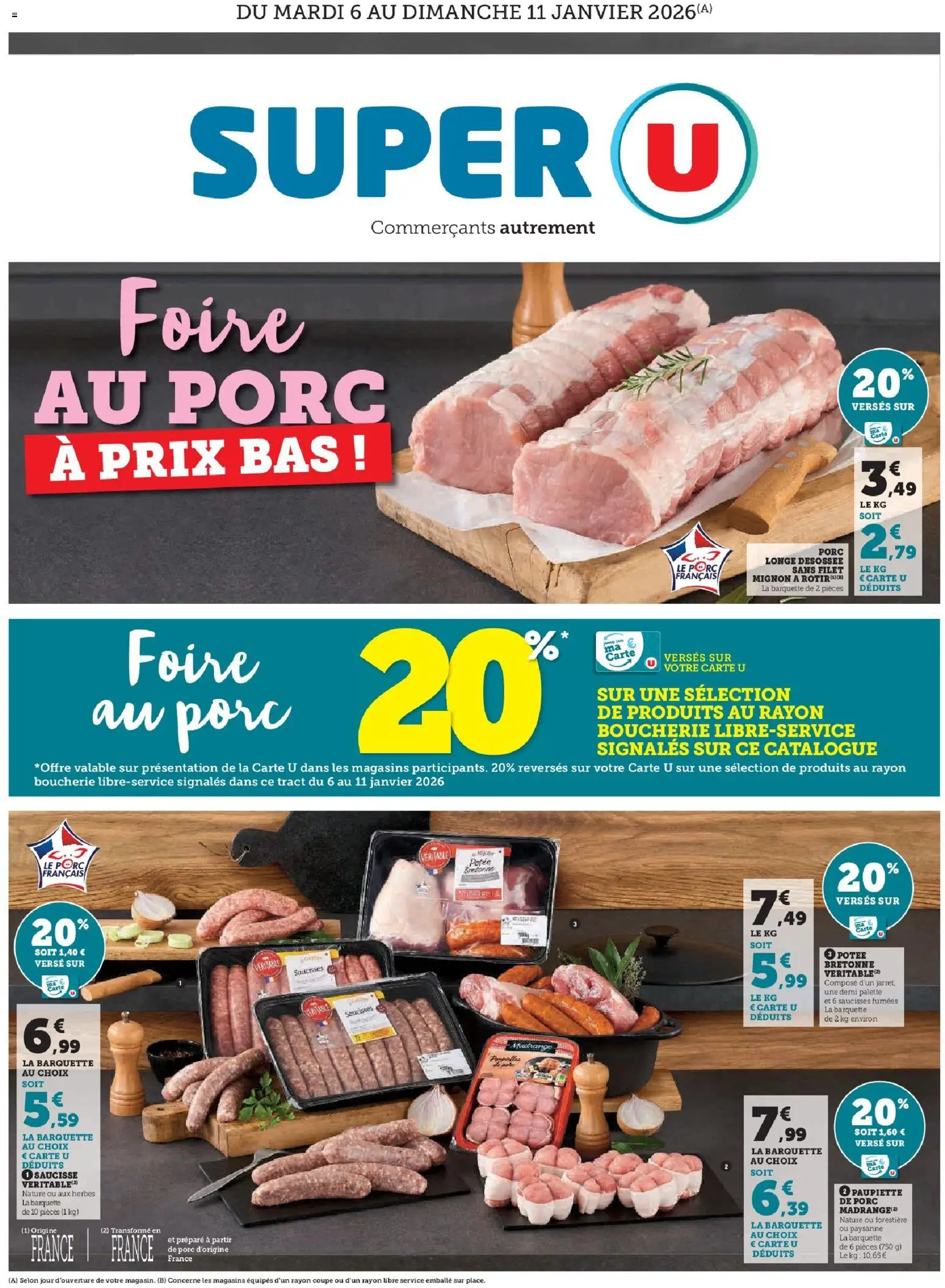 Super U - Foire au porc à prix bas - page 1 - valable à partir du 06/01/2026