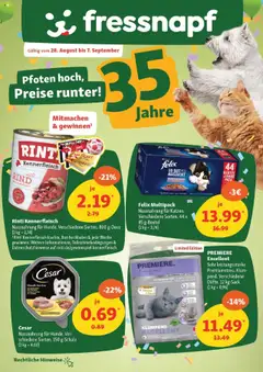 Vorschau Fressnapf Aktionen gültig ab 28.08.2025