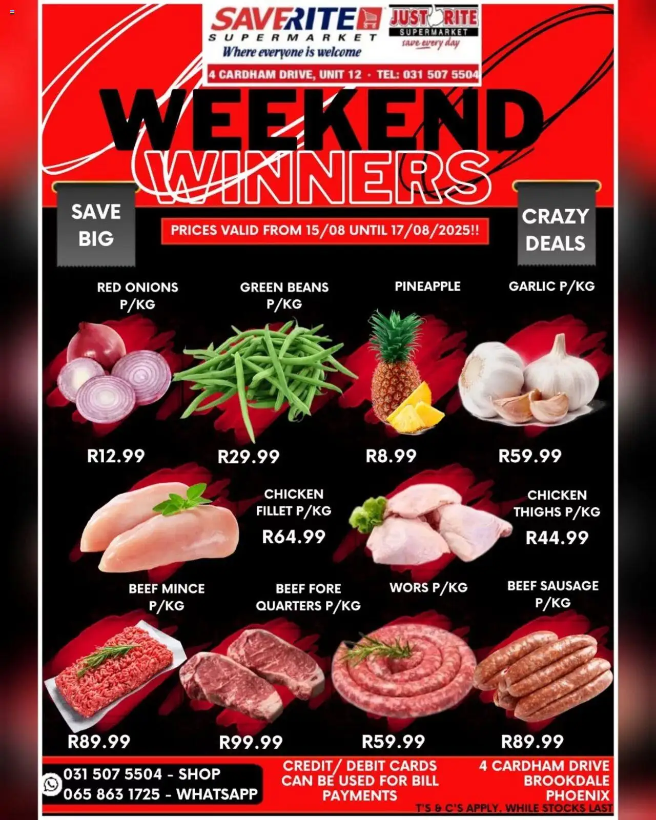 Saverite Weekend Winners - page 1- valid from 15/08/2025