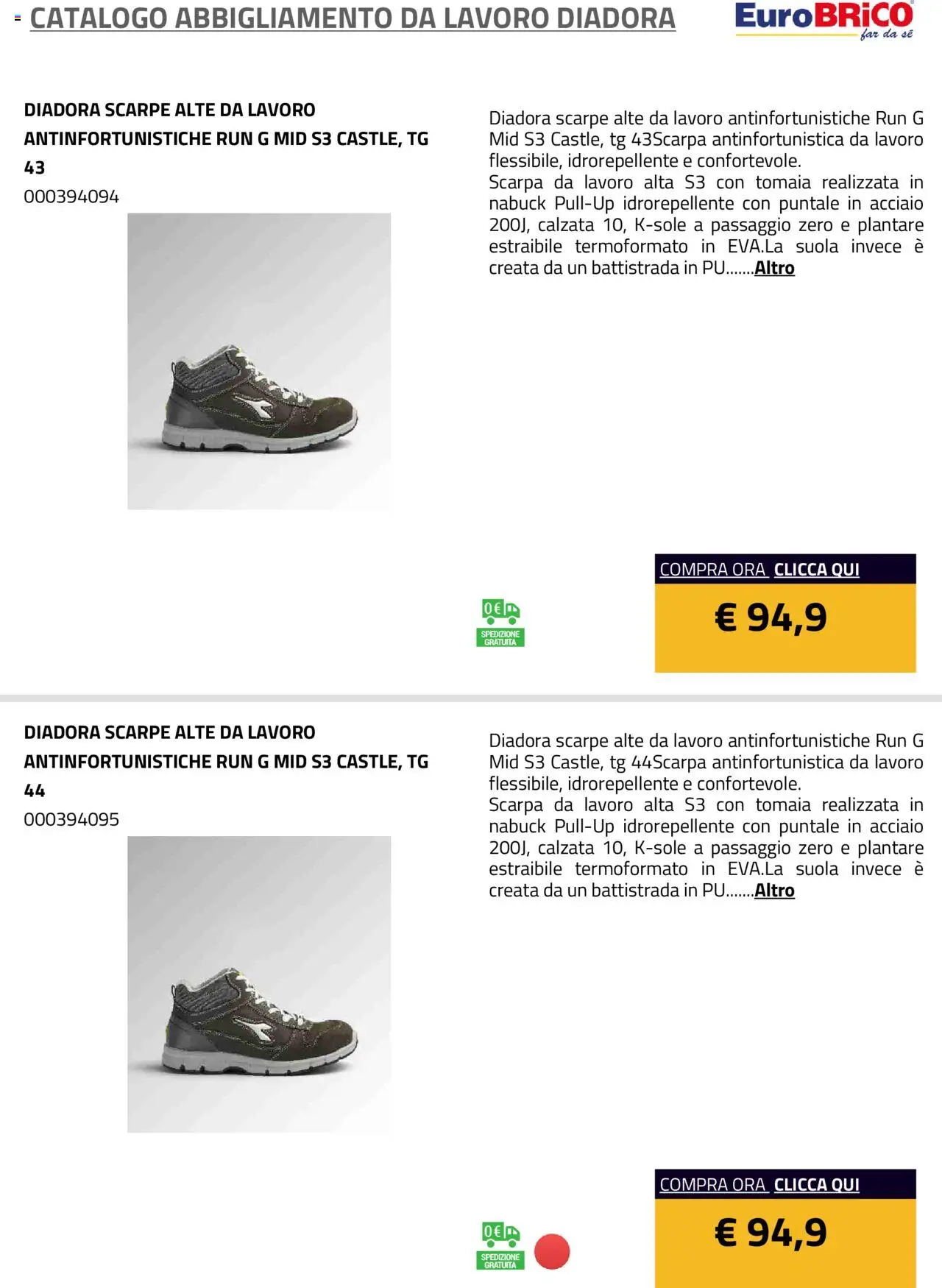 Eurobrico Abbigliamento da Lavoro Diadora catalogo - pagina 39 - valido dal 23/07/2025
