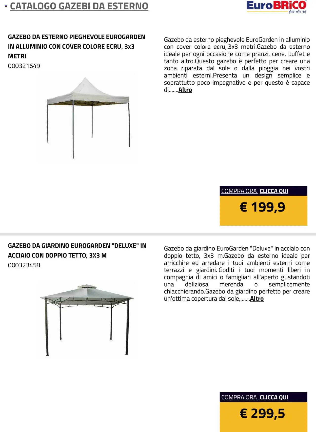 Eurobrico Gazebi da esterno catalogo - pagina 3 - valido dal 23/07/2025