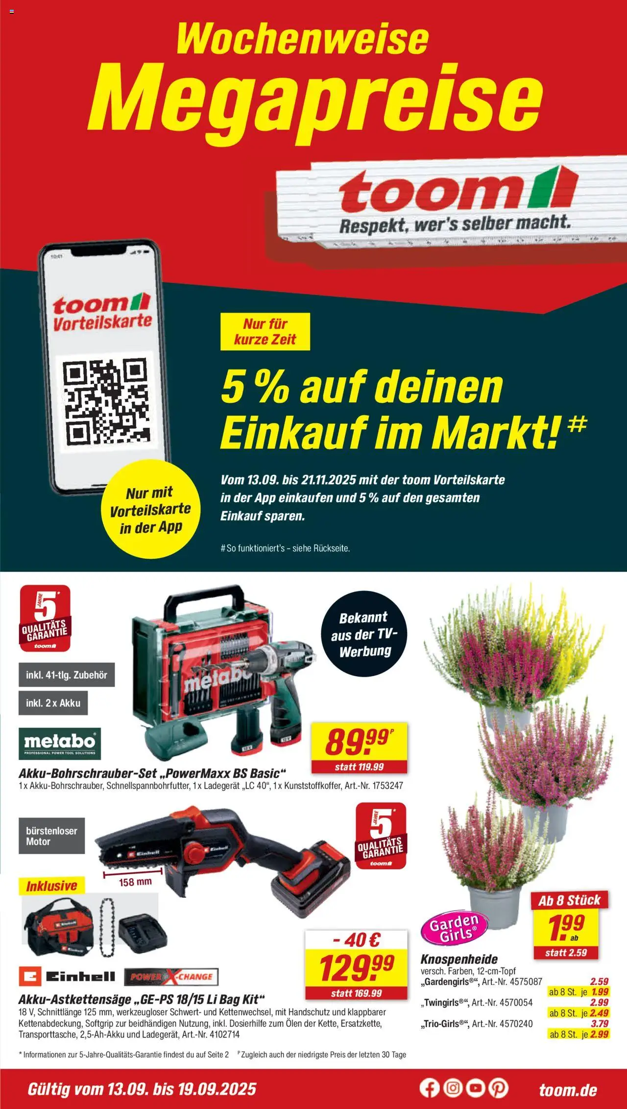 Toom Baumarkt - Prospekt - Seite 1 - gültig ab 13.09.2025