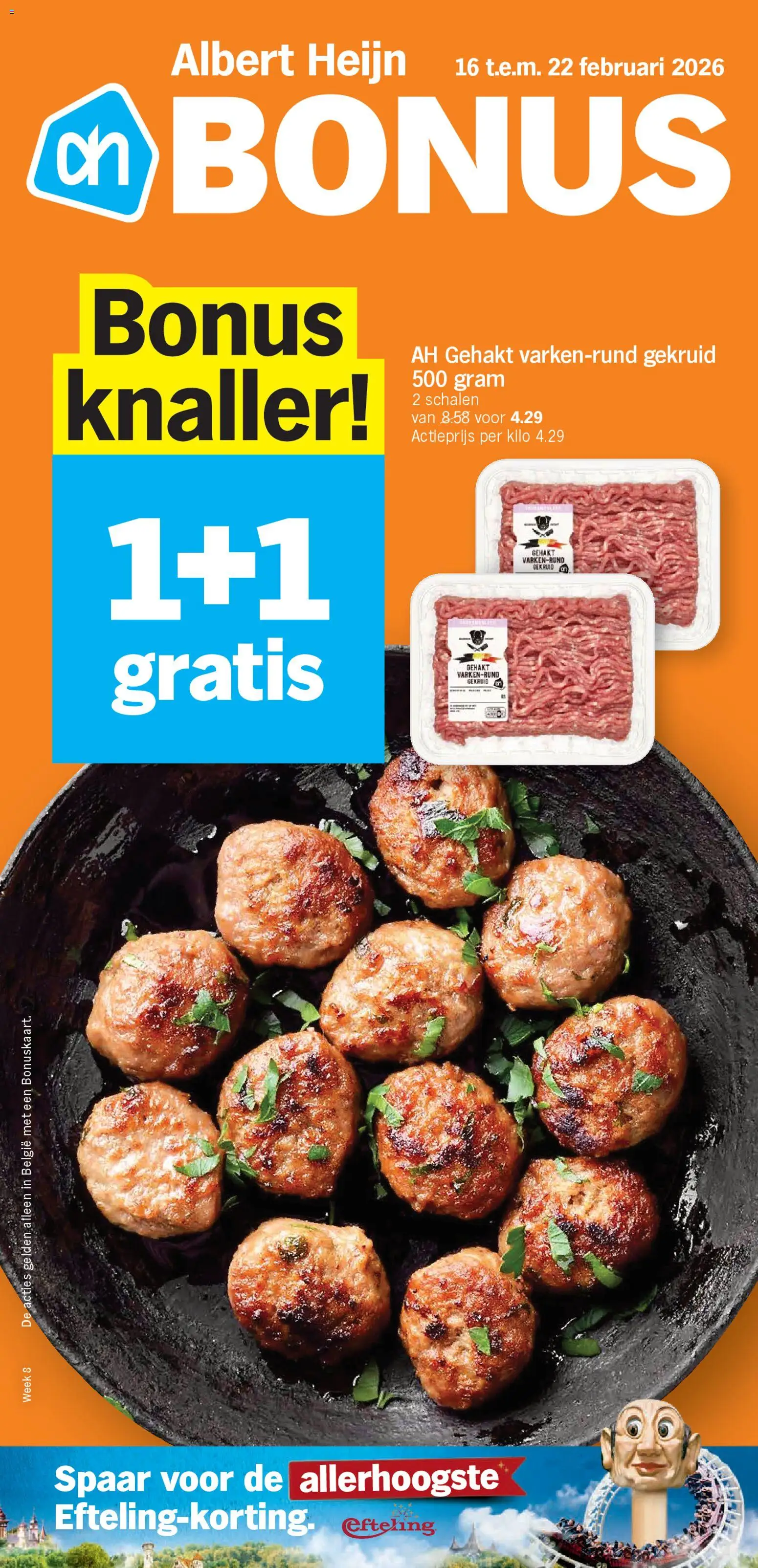 Albert Heijn folder week  / de la semaine 8 - pagina 1- geldig vanaf 16/02/2026