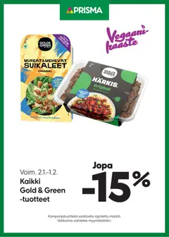 Esikatselu Prisma tarjoukset Gold & Green voimassa alkaen 02/01/2026
