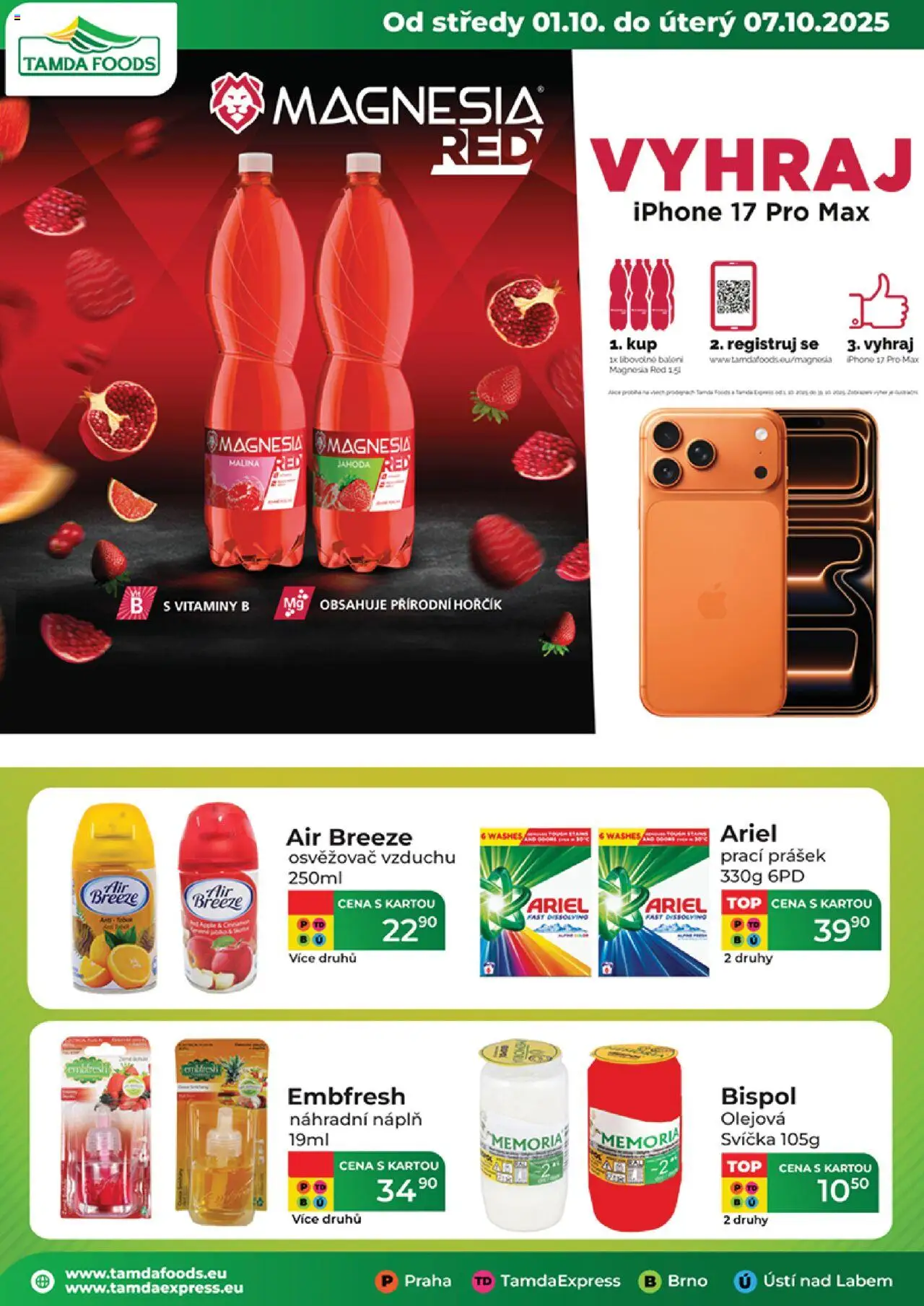 Tamda Foods leták - strana 1- platný od 01.10.2025
