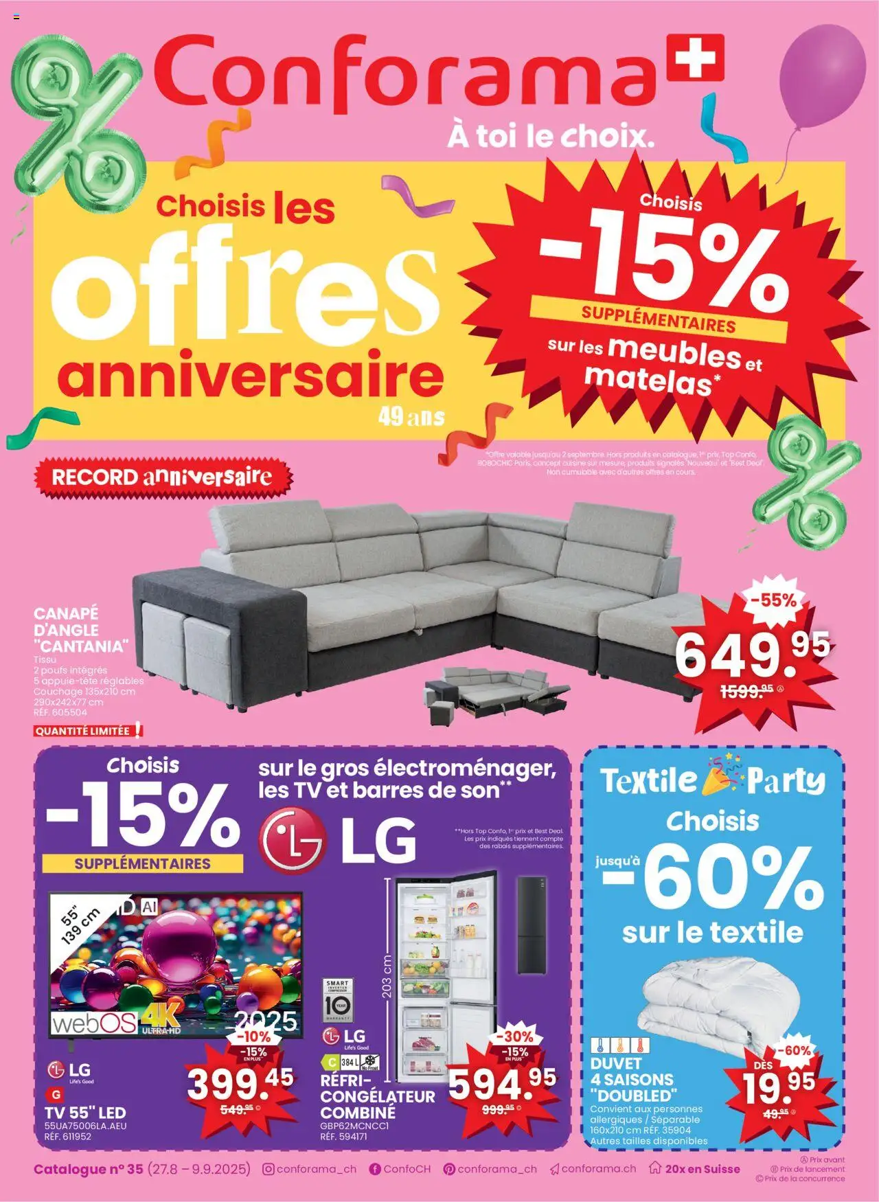 Conforama Aktionen FR - Seite 1- gültig ab 27.08.2025