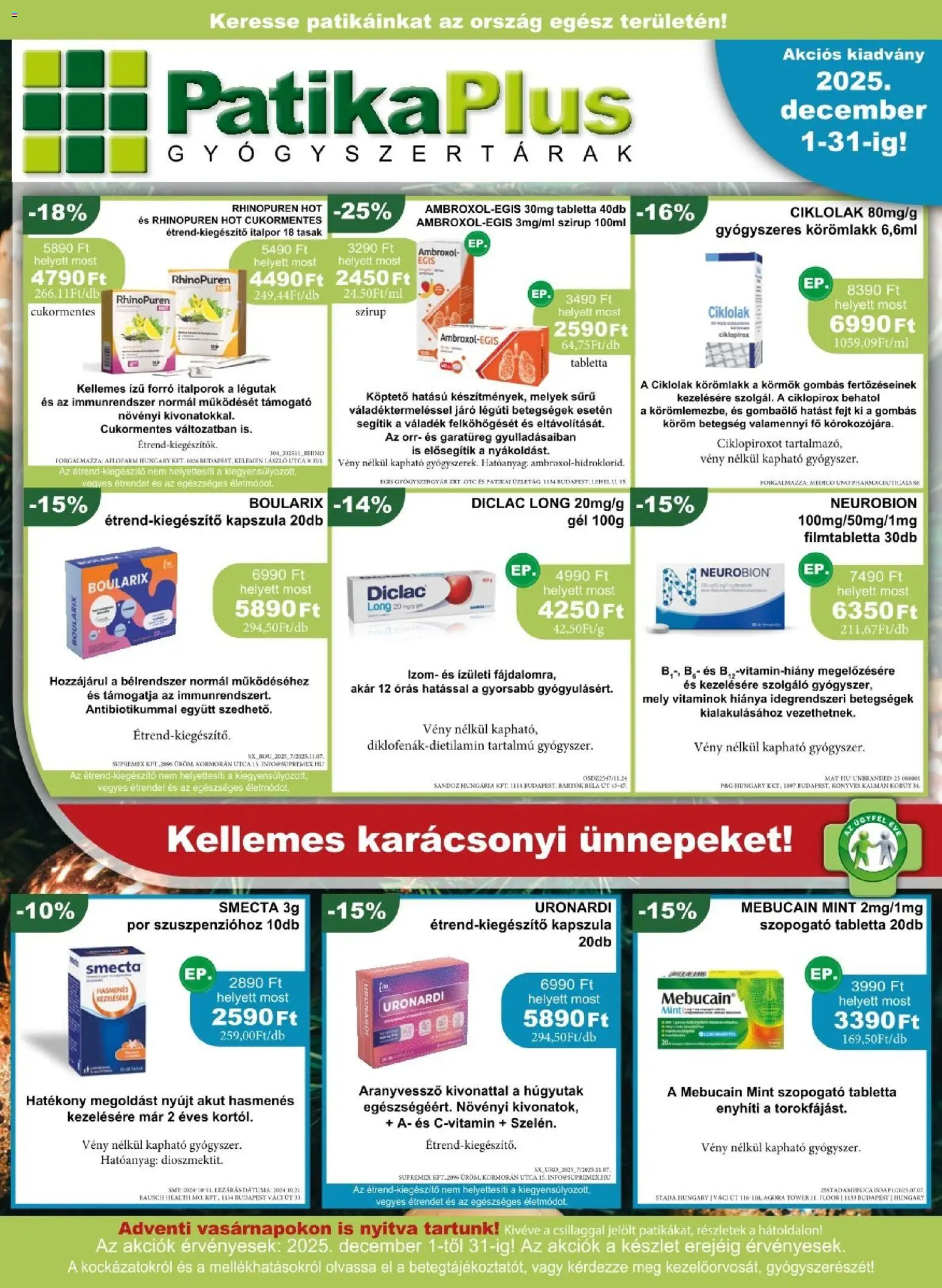 PatikaPlus Akciós újság - 1oldal - érvényes 2025.12.01.-tól