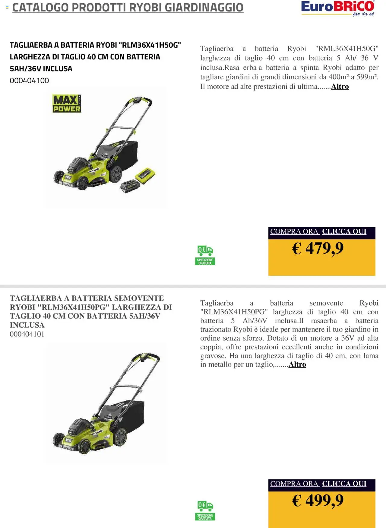 Eurobrico Prodotti Ryobi Giardinaggio catalogo - pagina 38 - valido dal 23/07/2025