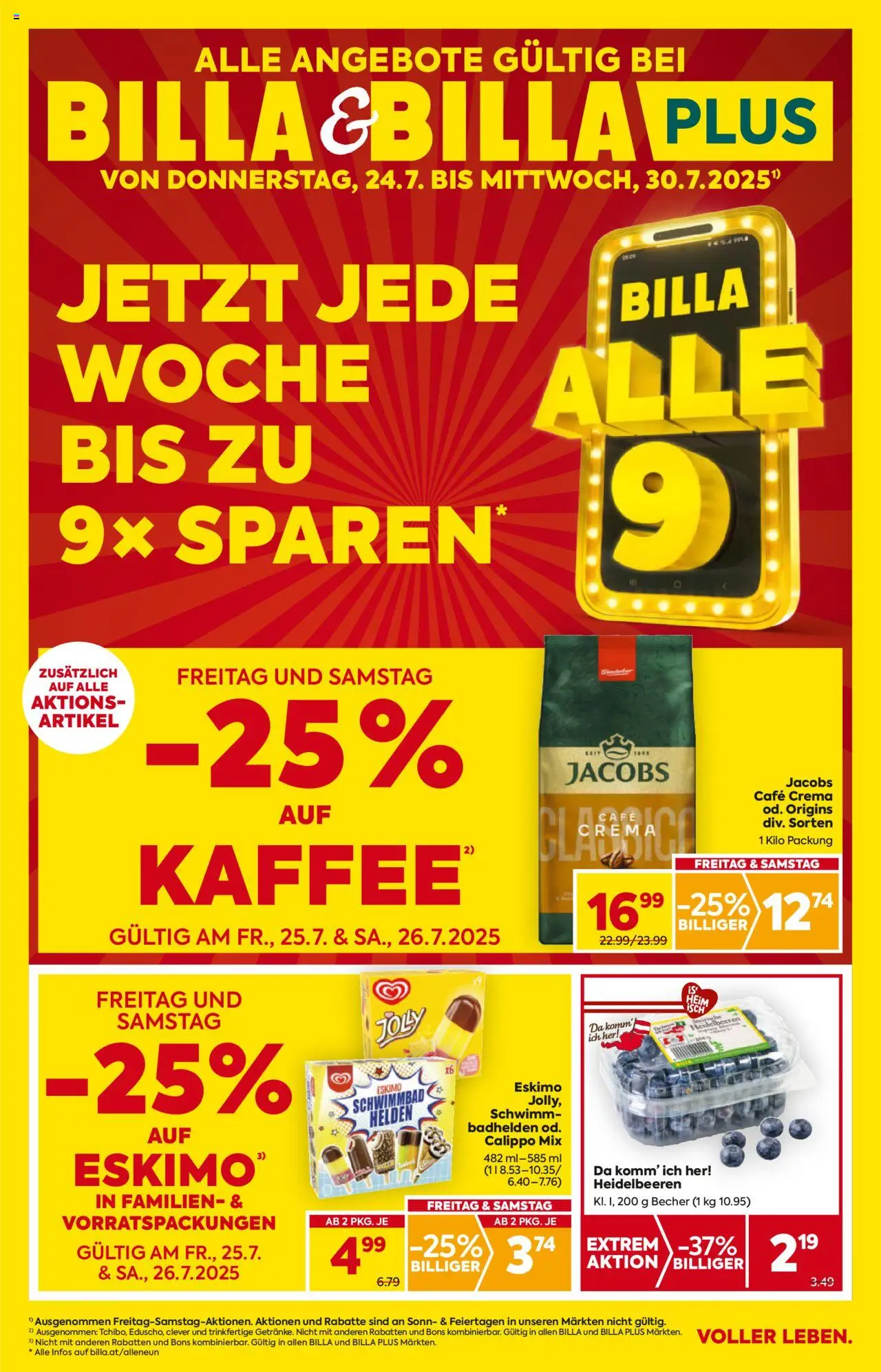 Billa Flugblatt - Seite 1- gültig ab 24.07.2025