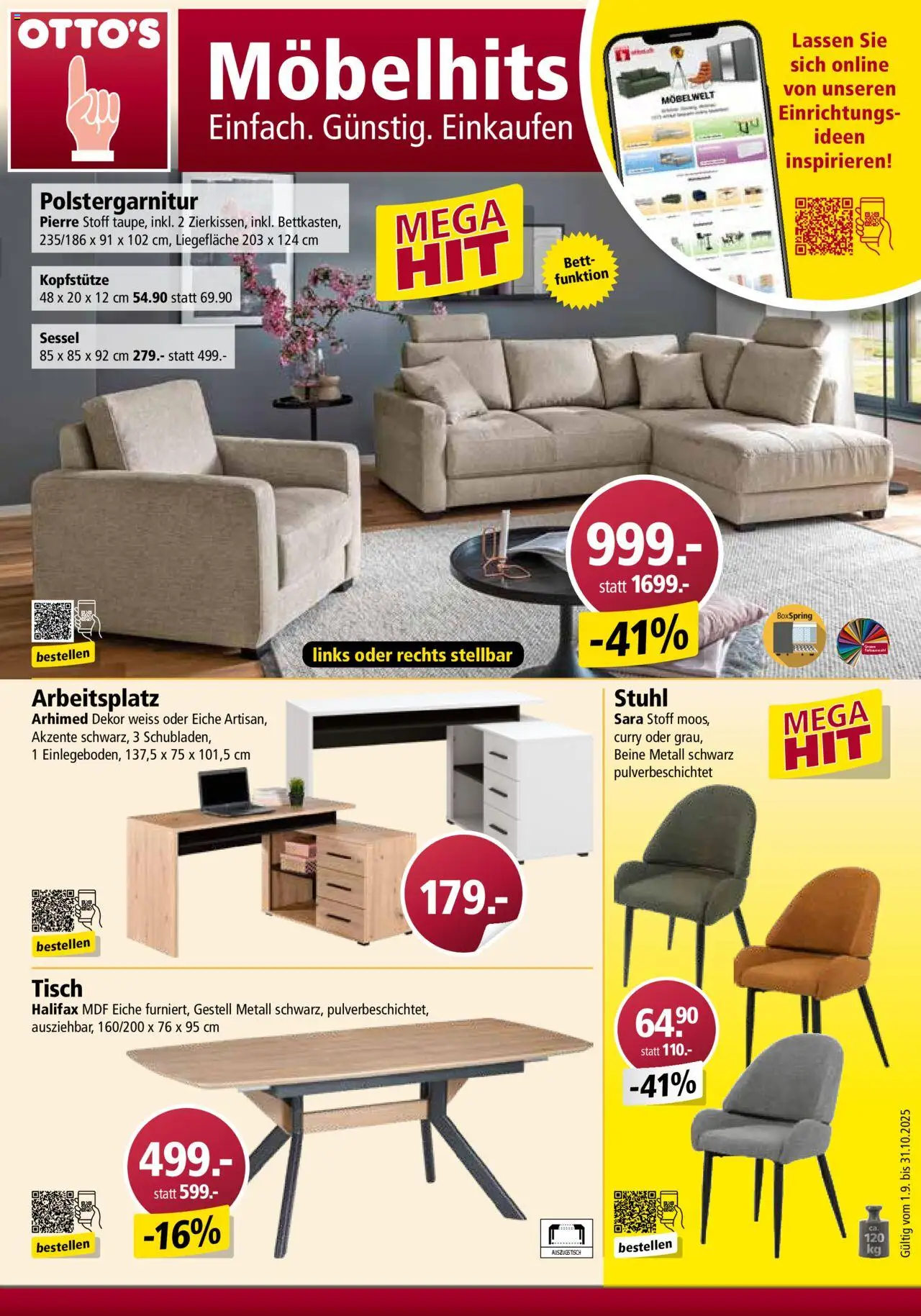 Otto's Aktionen Möbelflyer - Seite 1- gültig ab 01.09.2025