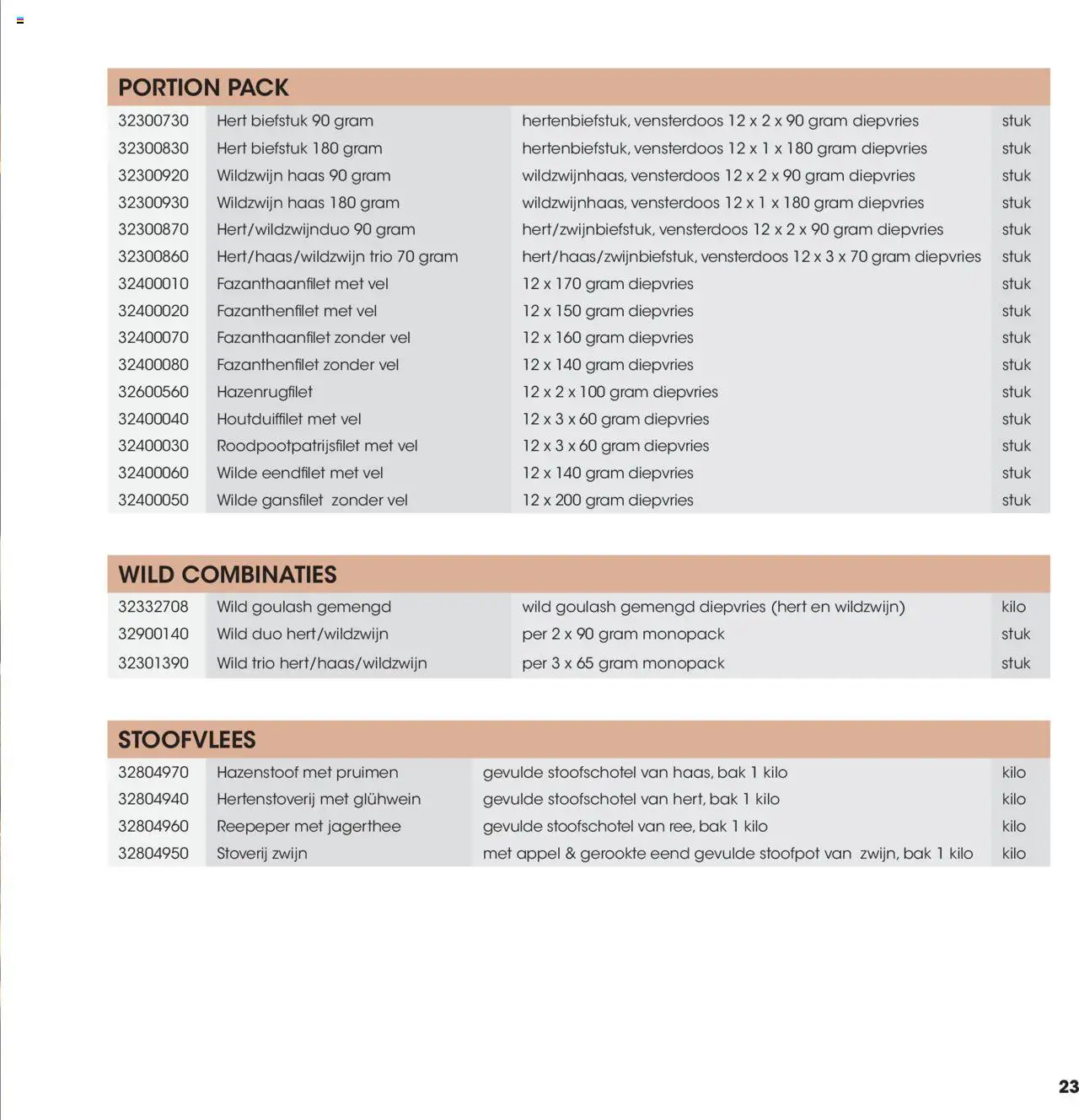 Hanos - Wildbrochure 2025/2026 - page 23- valid from 05-10-2025