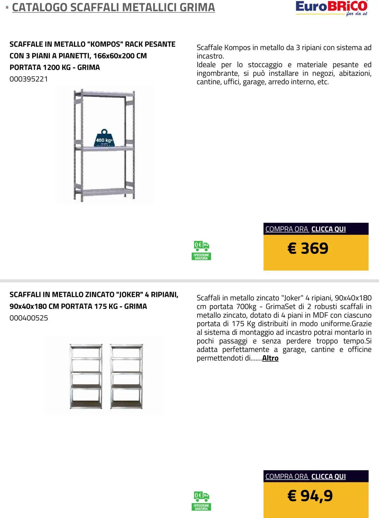 Eurobrico Scaffali metallici Grima catalogo - pagina 19 - valido dal 23/07/2025