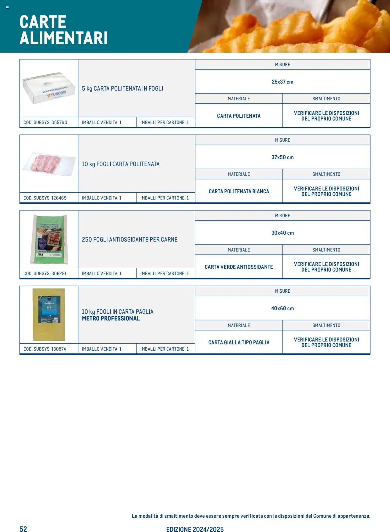 Catalogo Take Away e Monouso 2024 Metro	 - pagina 52 - valido dal 22/07/2024