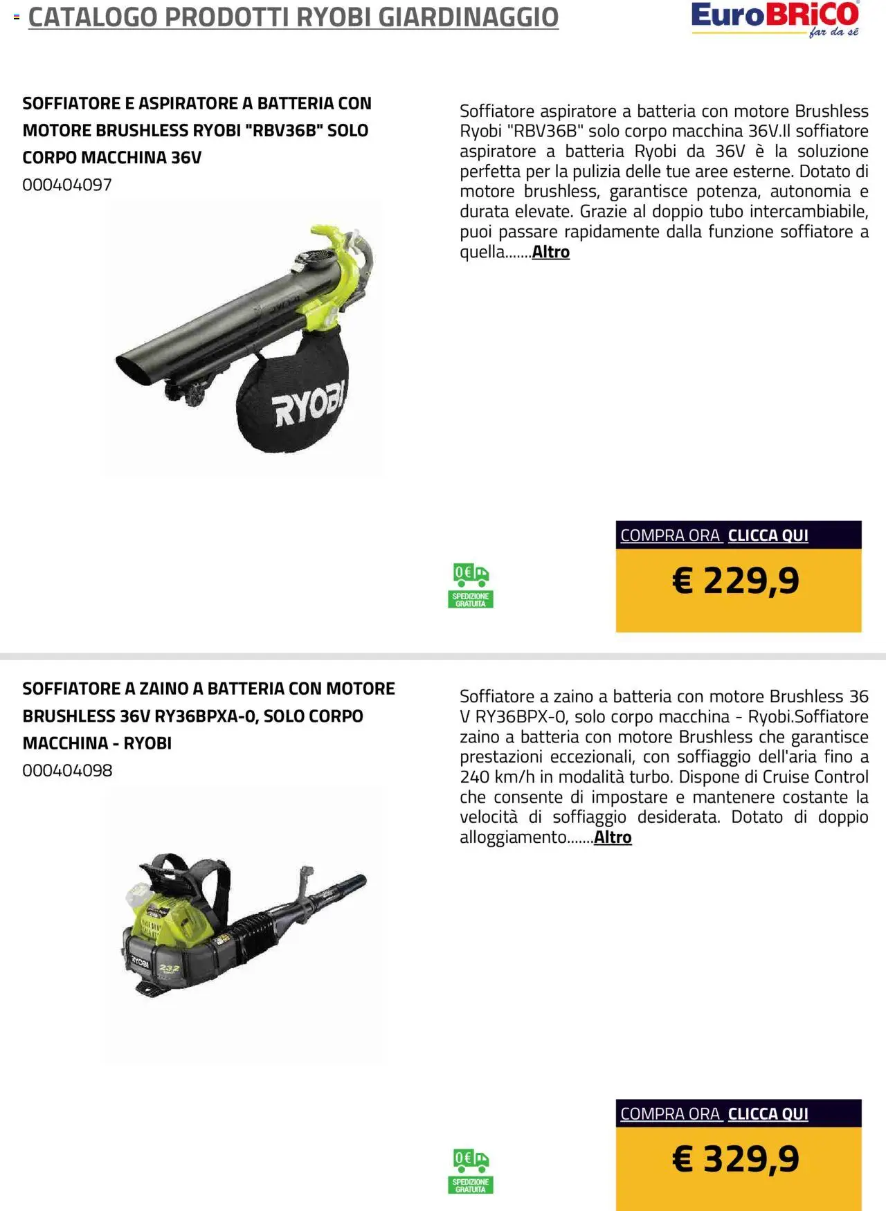 Eurobrico Prodotti Ryobi Giardinaggio catalogo - pagina 37 - valido dal 23/07/2025