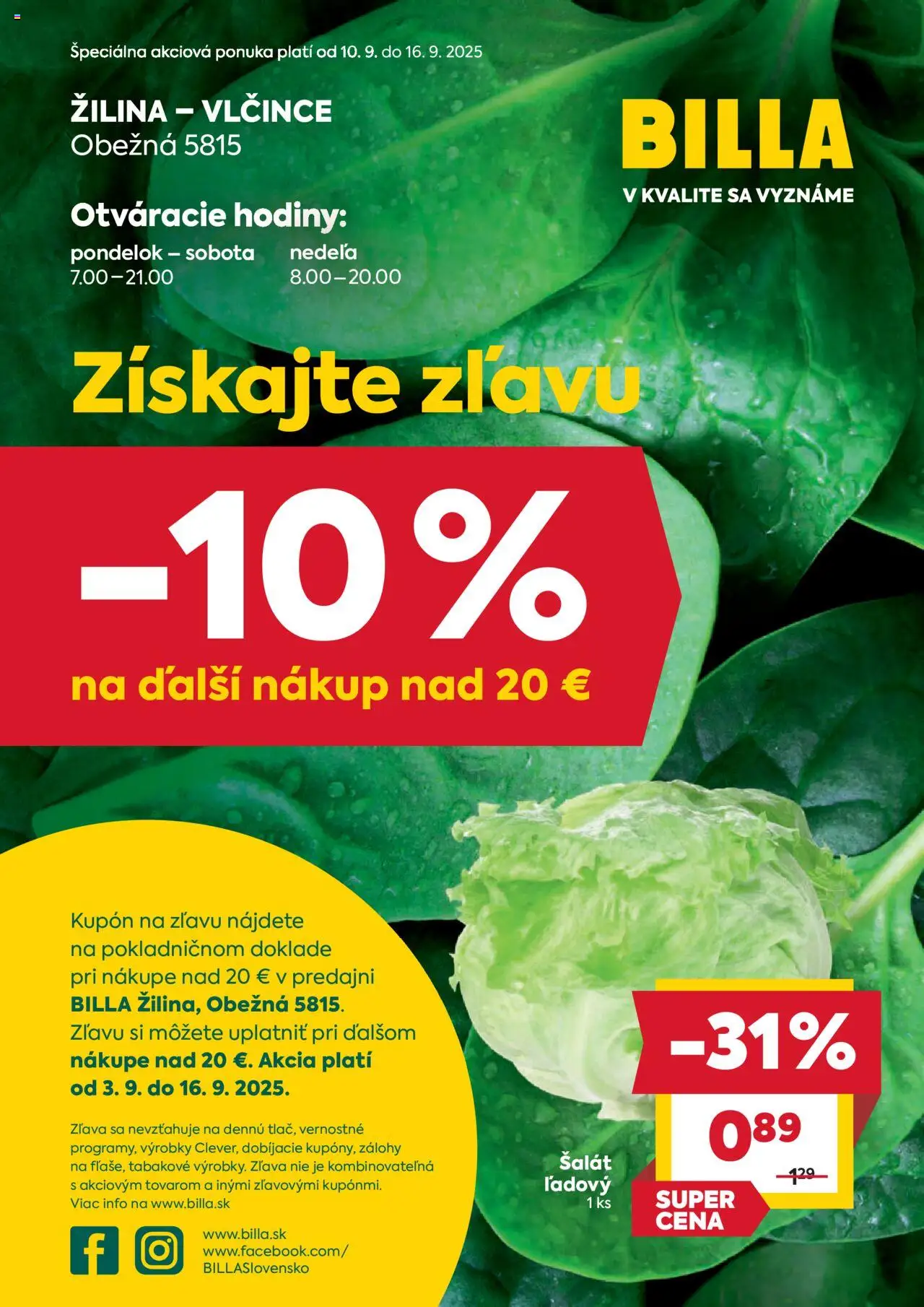 Billa špeciálna ponuka - strana 1- platný od 10.09.2025