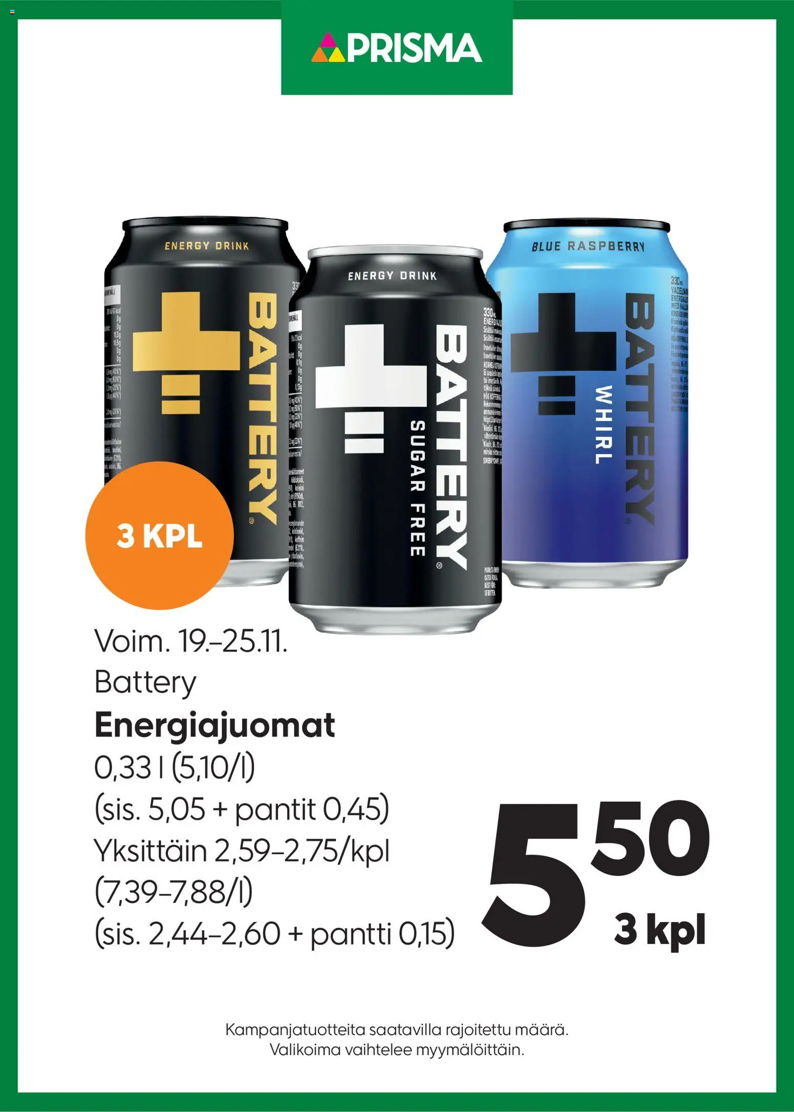 Prisma tarjoukset Energiajuomat - sivu 1- voimassa alkaen 19/11/2025