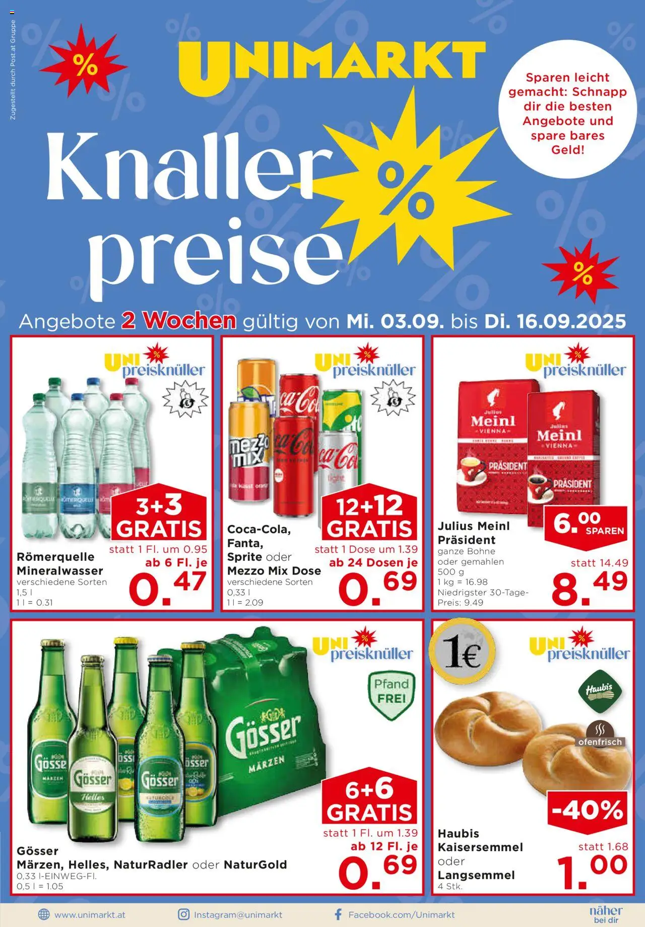 Unimarkt Flugblatt - Seite 1- gültig ab 03.09.2025