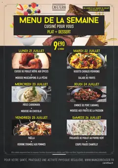 Aperçu Carrefour menus cafétéria du lundi 21 juillet au samedi 26 juillet valable à partir du 21/07/2025