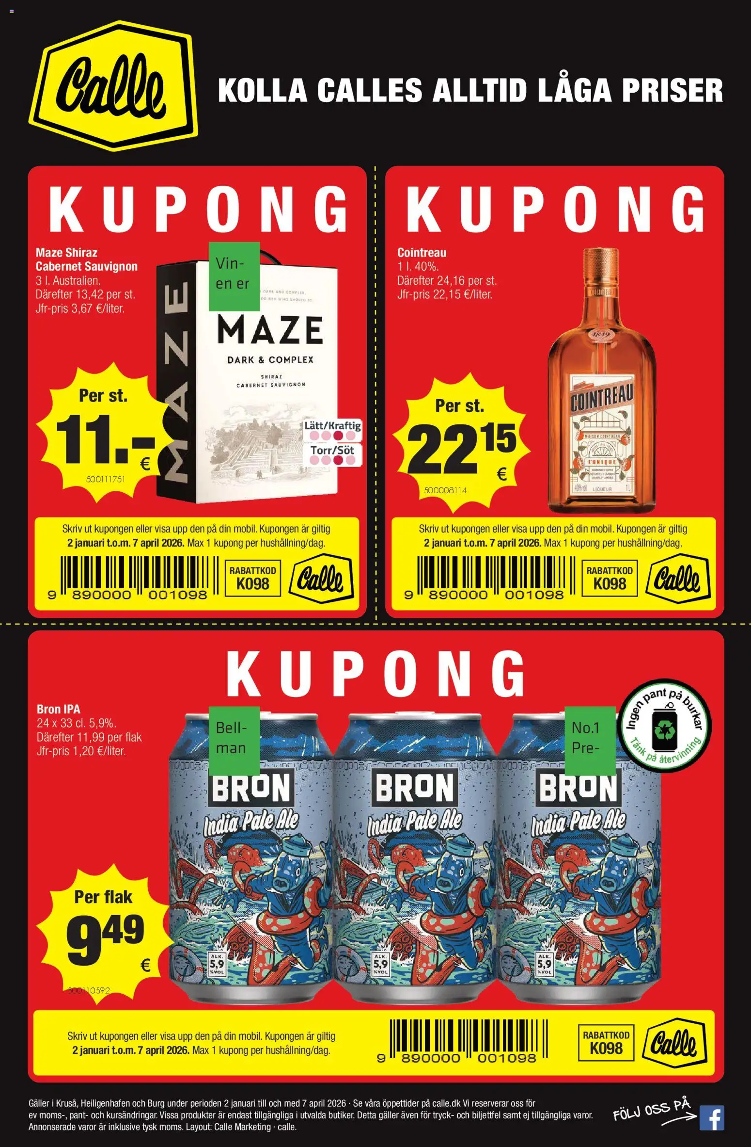 Calle - Svenske kupontilbud - side 1- gyldig fra 02/01/2026