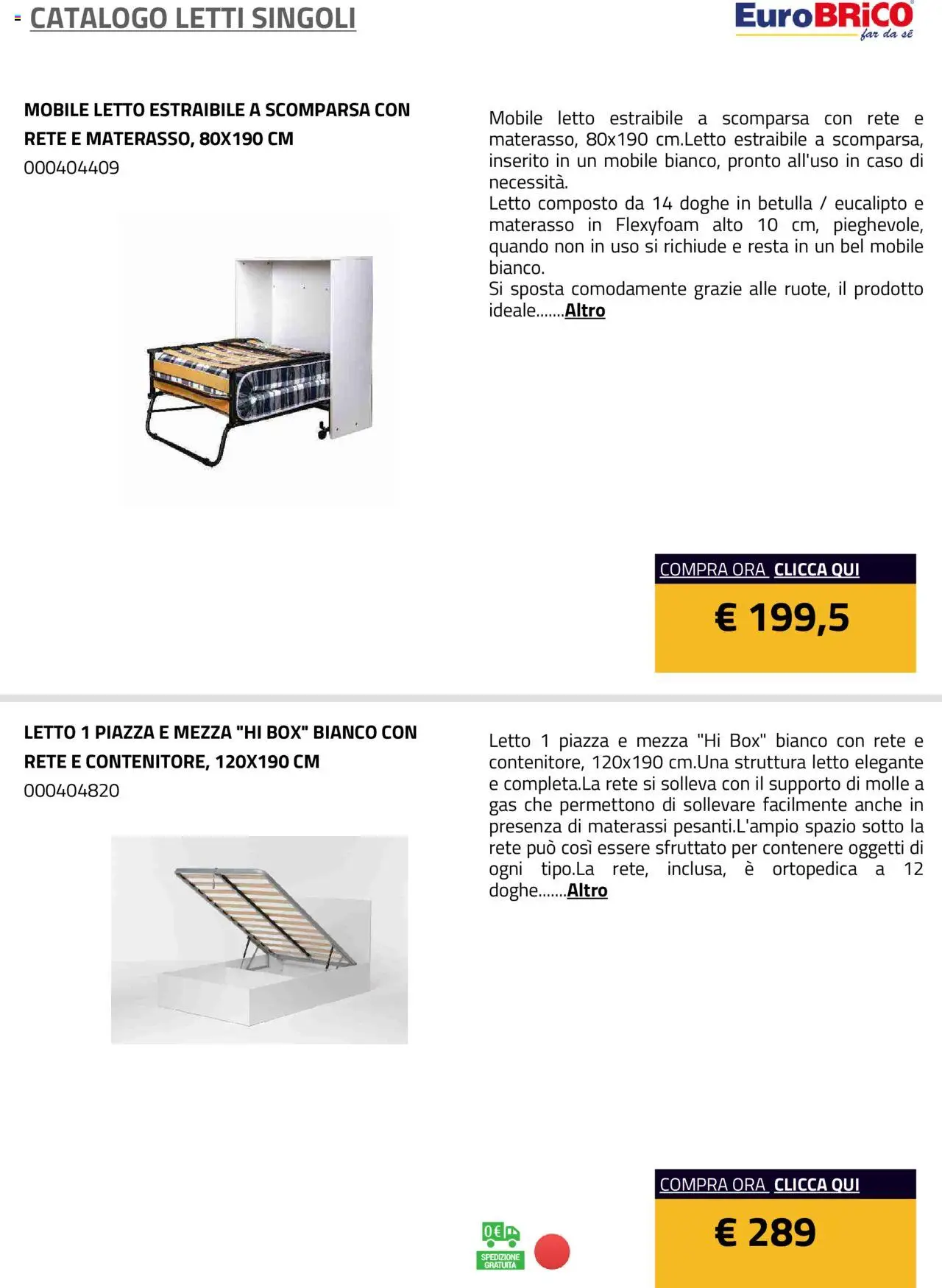Eurobrico Letti Singoli catalogo - pagina 10 - valido dal 23/07/2025