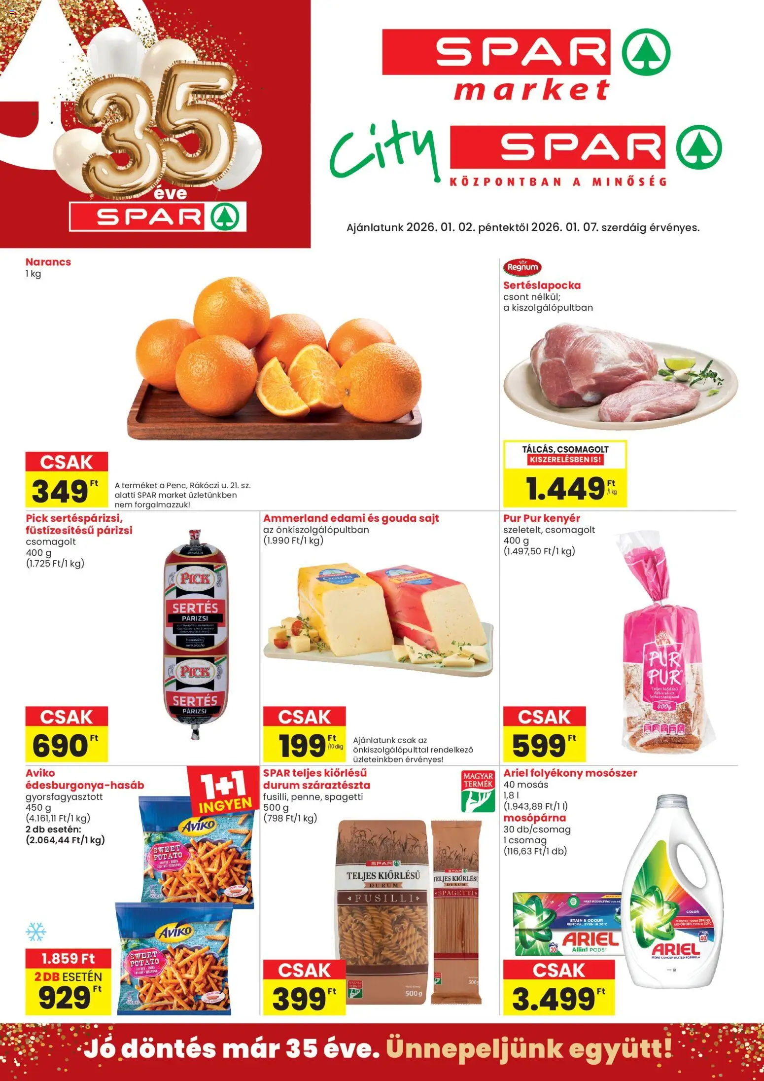Spar - City Spar szórólap - 1oldal - érvényes 2026.01.02.-tól
