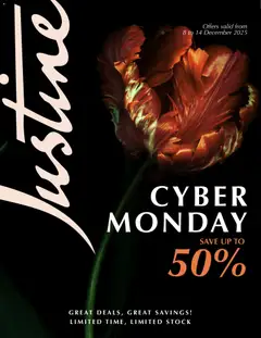 Preview Justine - Cyber Monday valid from 08/12/2025