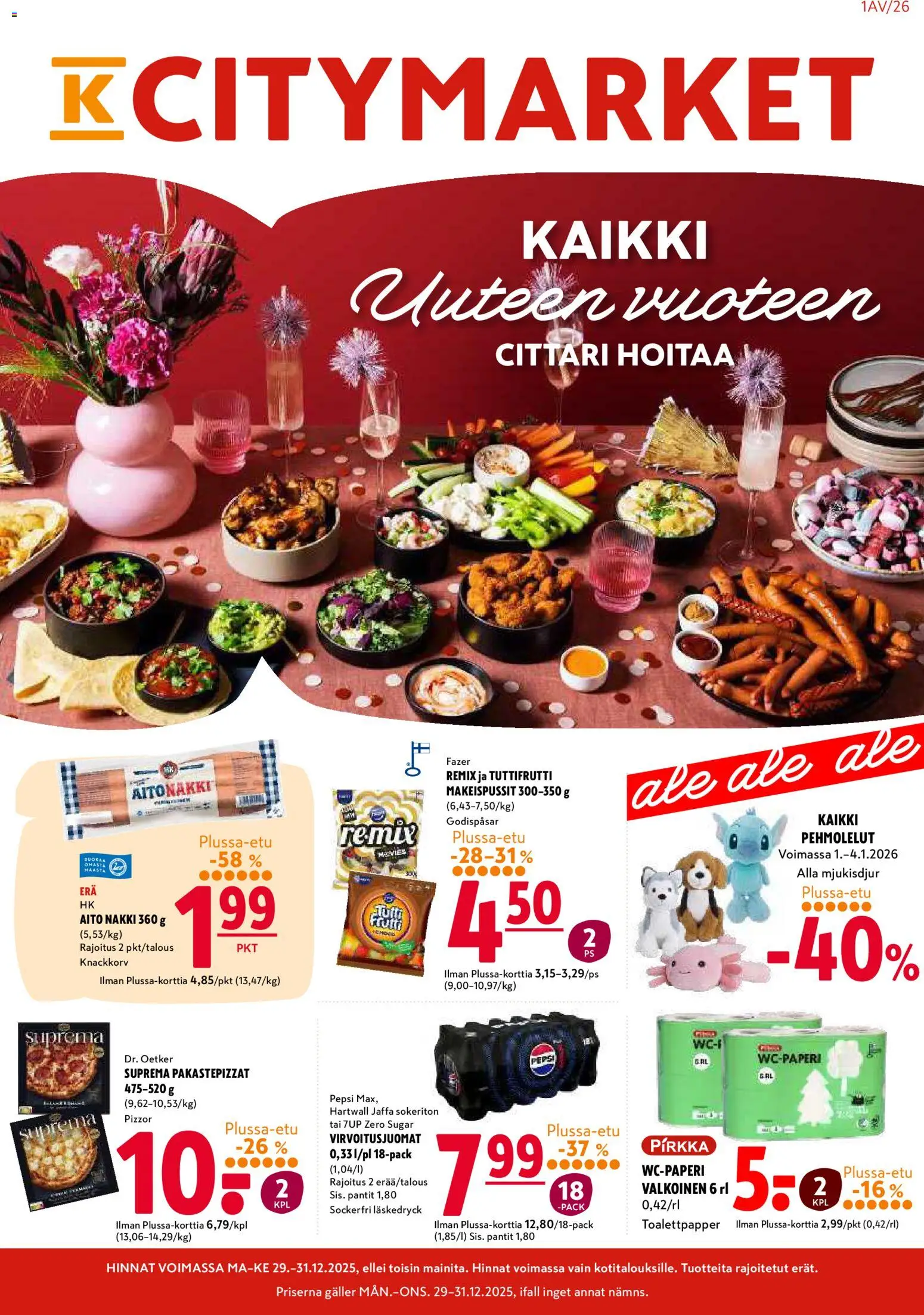 K-Citymarket tarjoukset - sivu 1- voimassa alkaen 29/12/2025