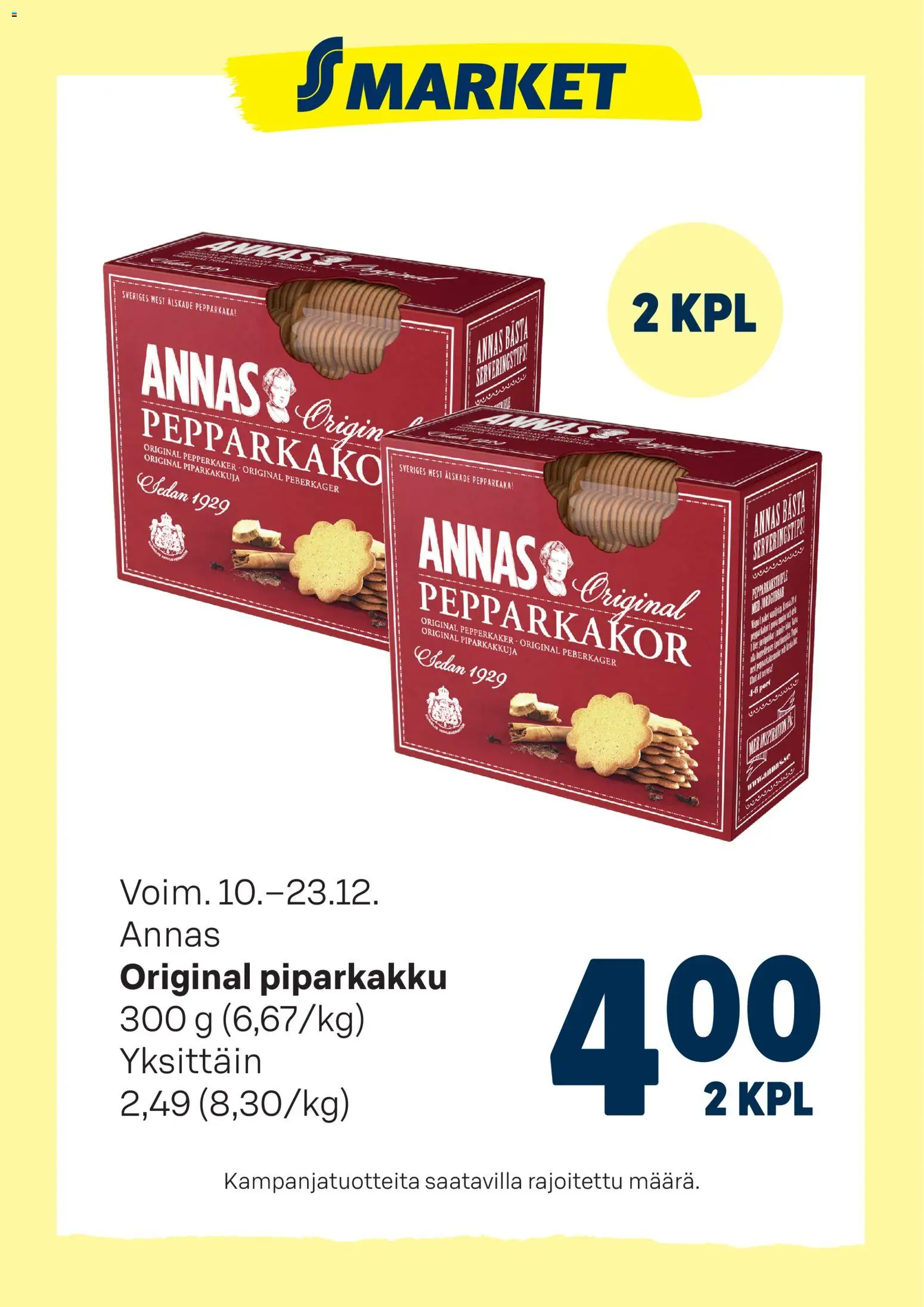 S-market tarjoukset Annas Original piparkakku - sivu 1- voimassa alkaen 10/12/2025