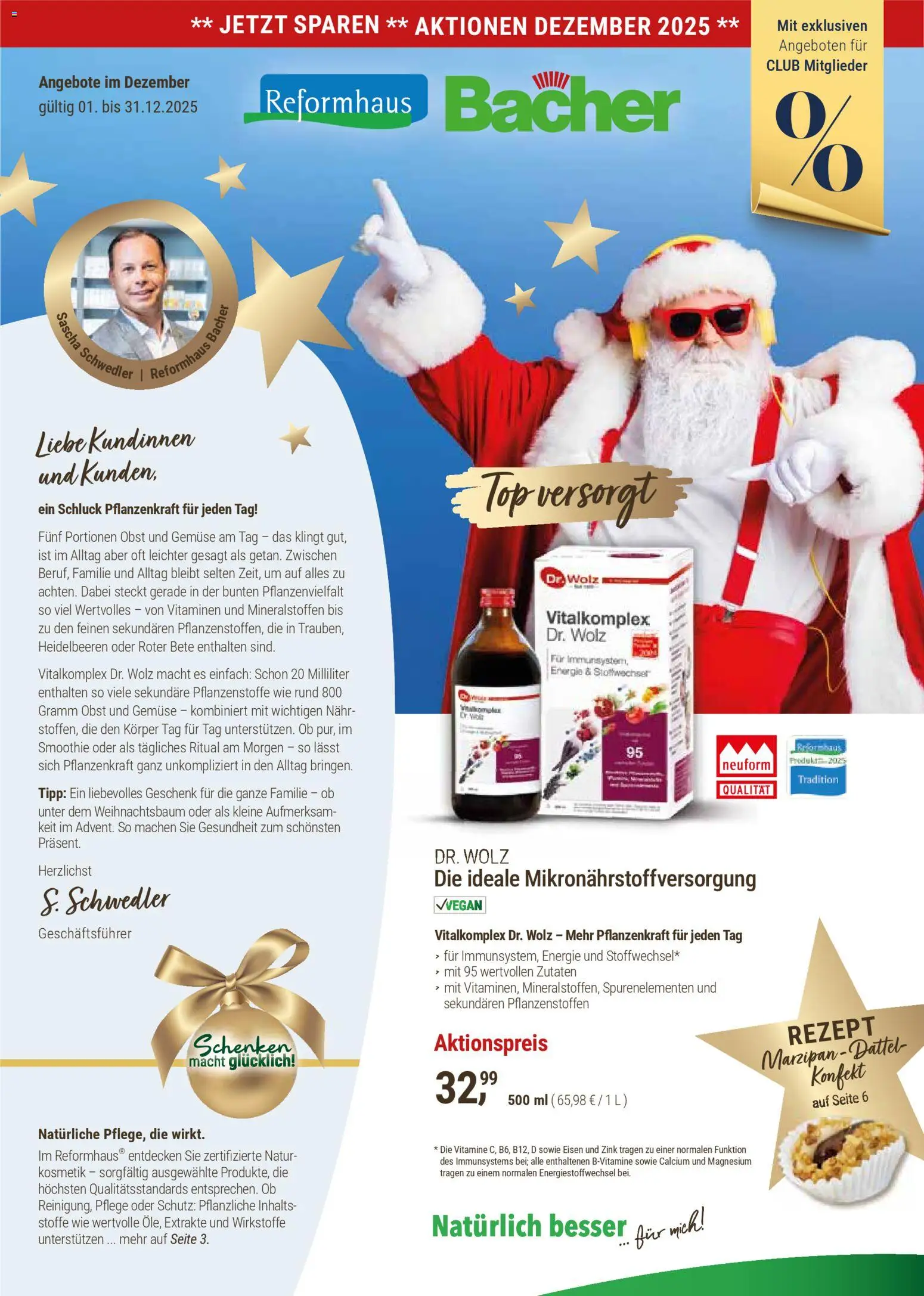 Reformhaus Bacher Prospekt 	 - Seite 1 - gültig ab 01.12.2025