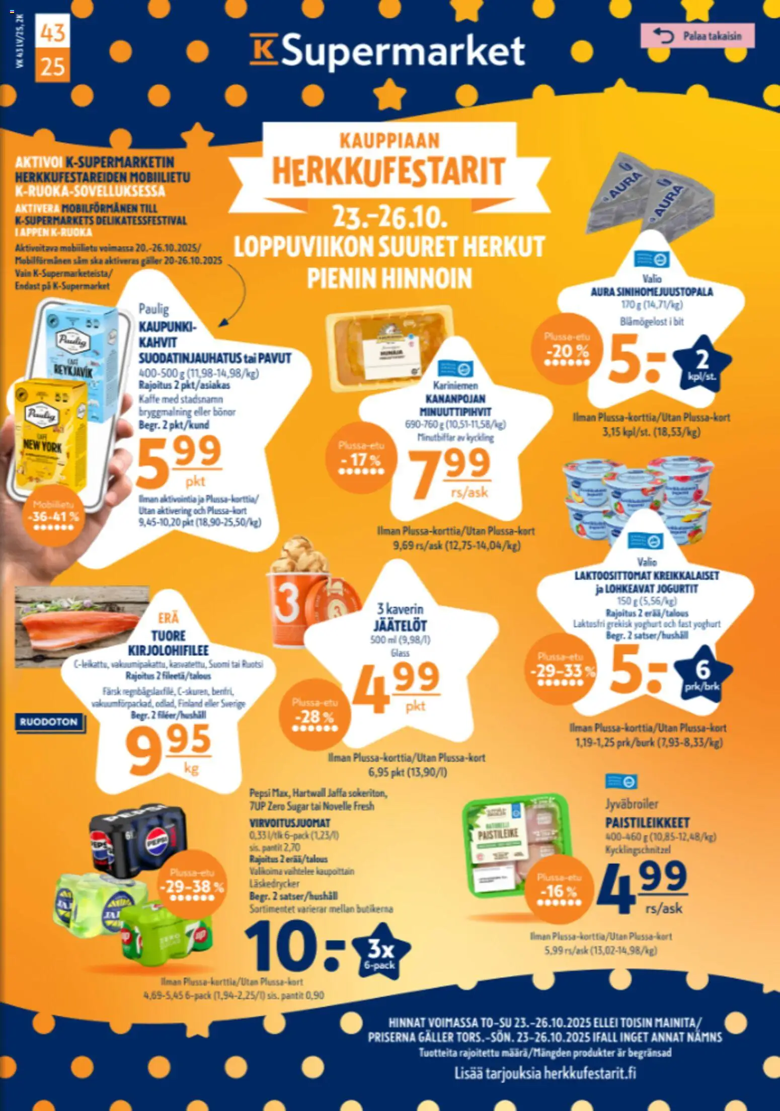 K-Supermarket tarjoukset - sivu 1- voimassa alkaen 23/10/2025