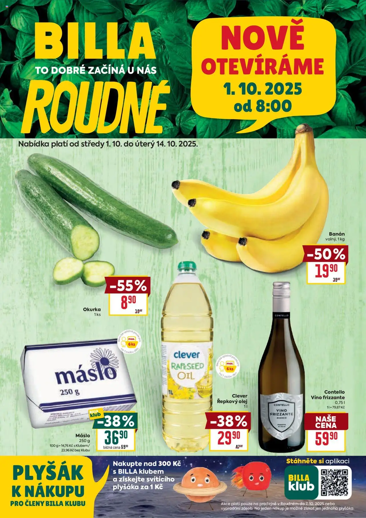 Billa leták - Speciál: Roudné - strana 1- platný od 01.10.2025