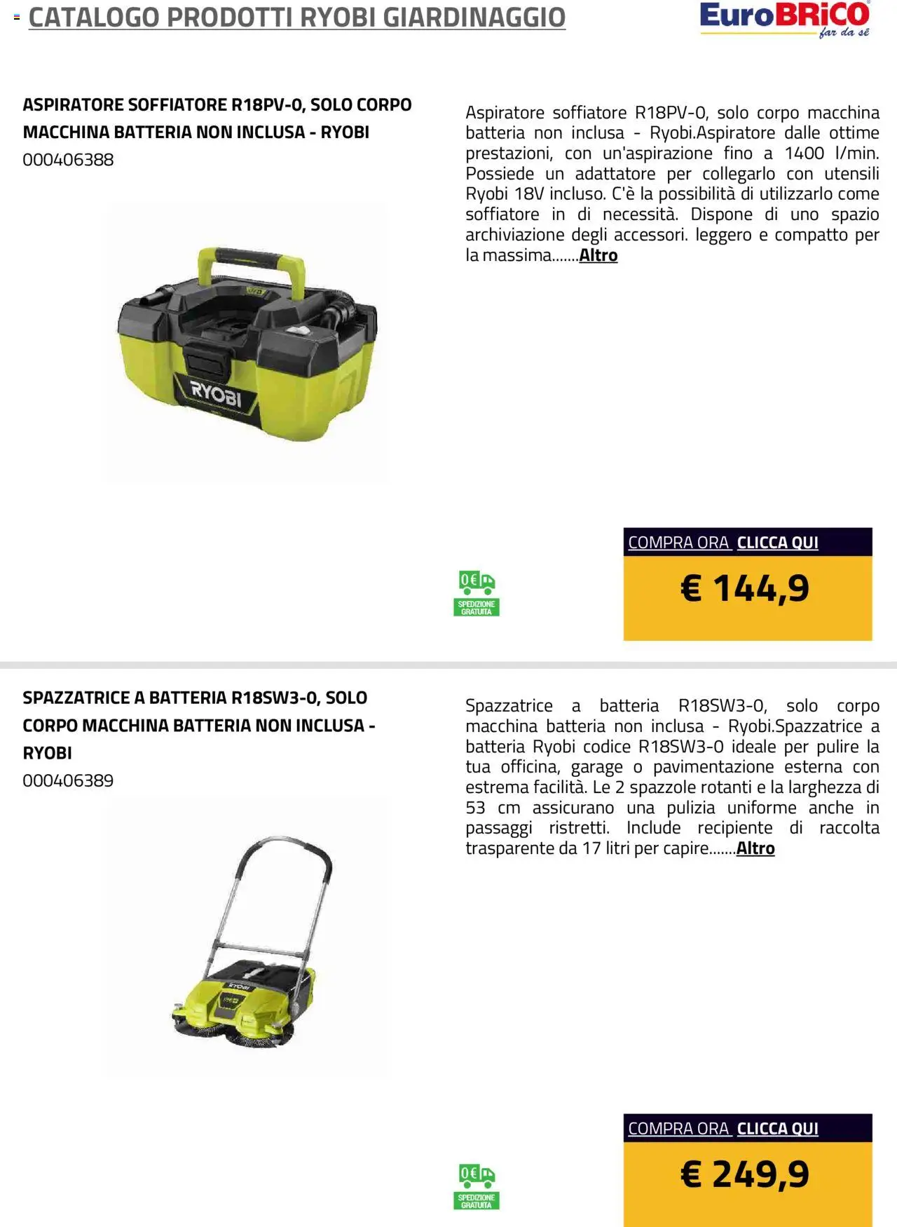Eurobrico Prodotti Ryobi Giardinaggio catalogo - pagina 49 - valido dal 23/07/2025