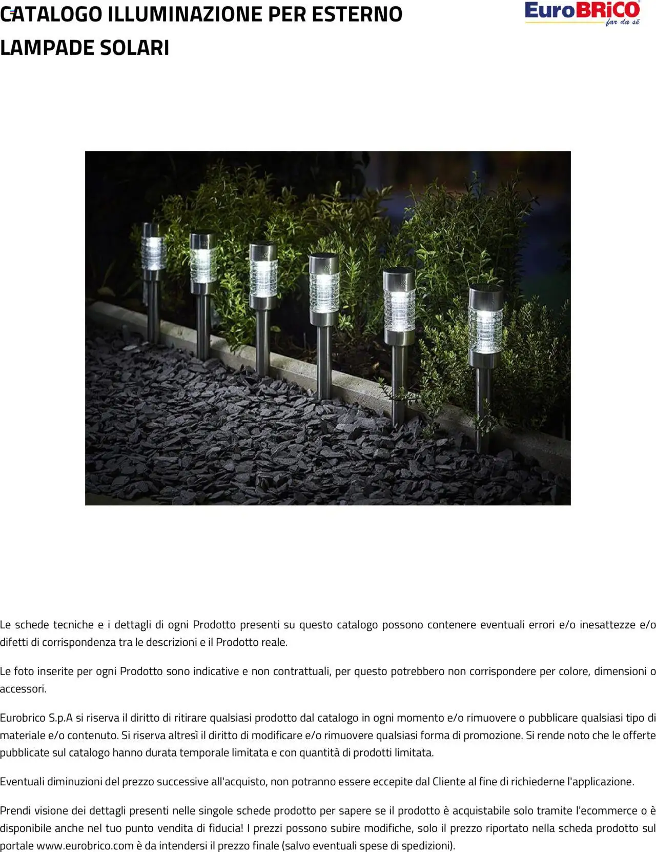 Eurobrico Illuminazione da esterno Lampade Solari catalogo - pagina 46 - valido dal 23/07/2025