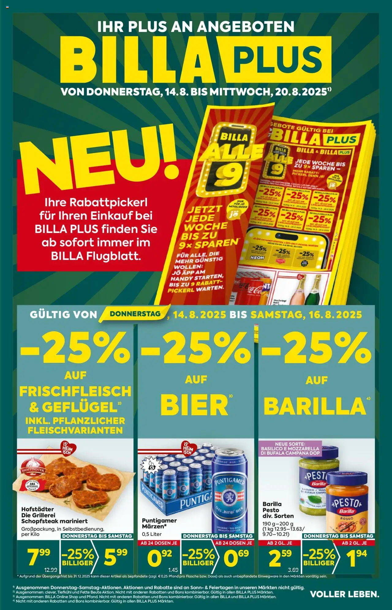 Billa Plus Flugblatt - Seite 1- gültig ab 14.08.2025
