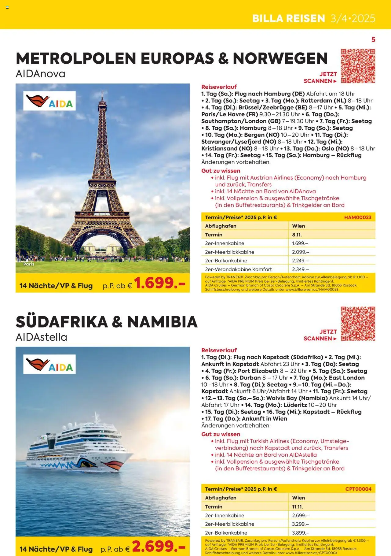 Billa Kreuzfahrten Rundreisen Erlebnisreisenb3/4 2025 - page 5- valid from 03.06.2025
