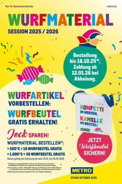 Vorschau Metro Wurfmaterial Karneval gültig ab 01.10.2025