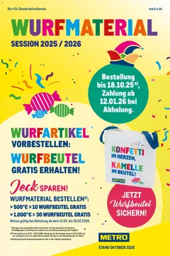Vorschau Metro Wurfmaterial Karneval gültig ab 01.10.2025